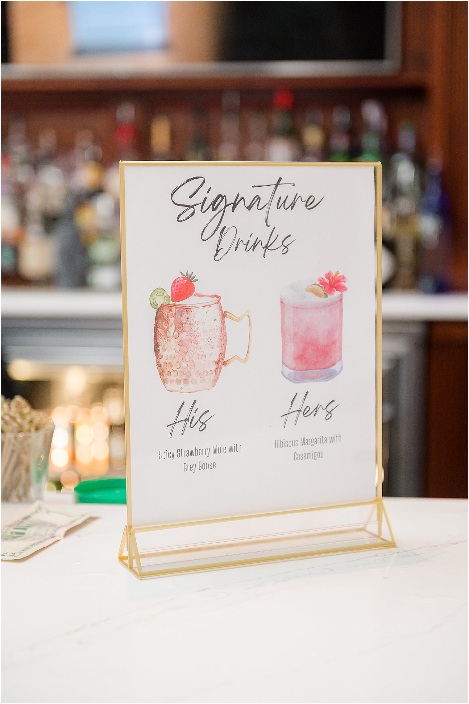 signature drink sign for NJ wedding reception