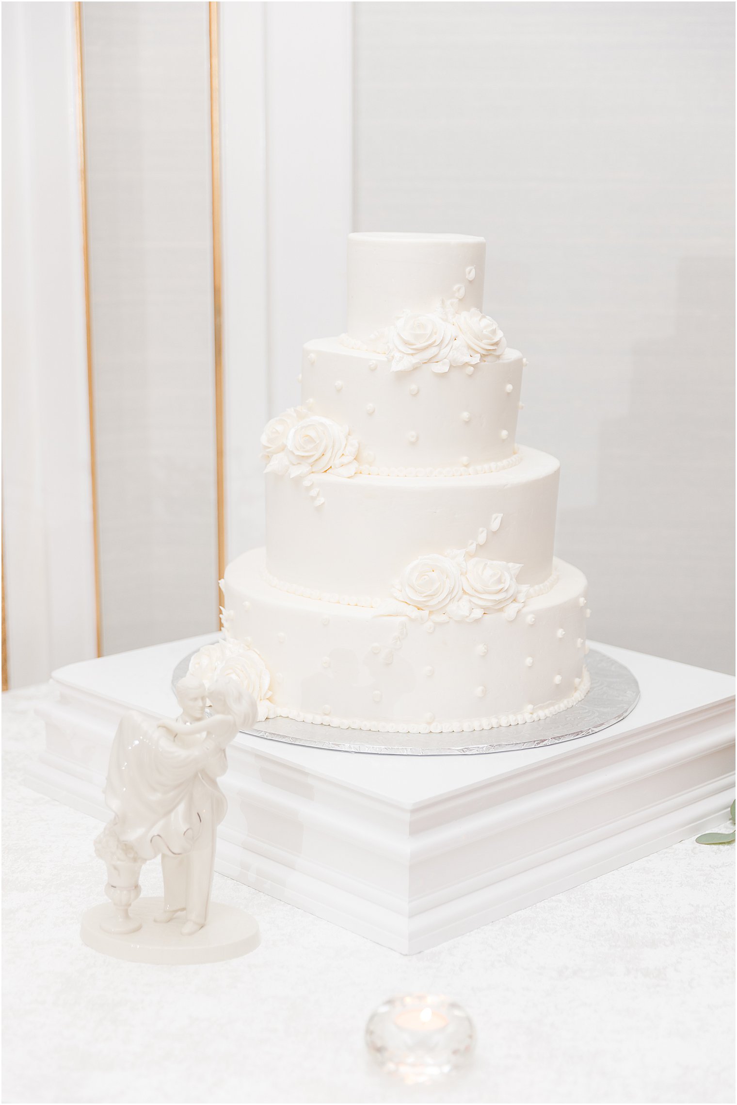 tiered wedding cake with all white icing 