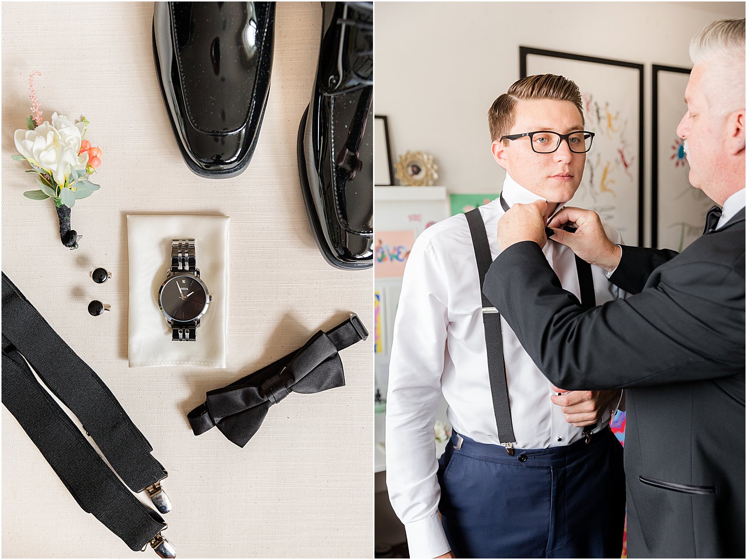 groom and father prepare for The Mill Lakeside Manor wedding