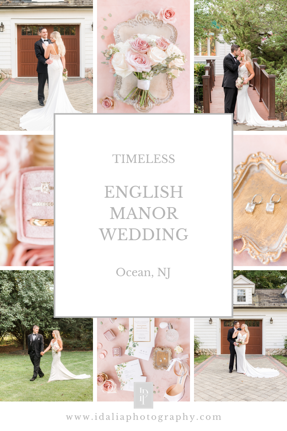 Timeless English Manor wedding day with rose gold and champagne details in New Jersey photographed by Idalia Photography Associate Team