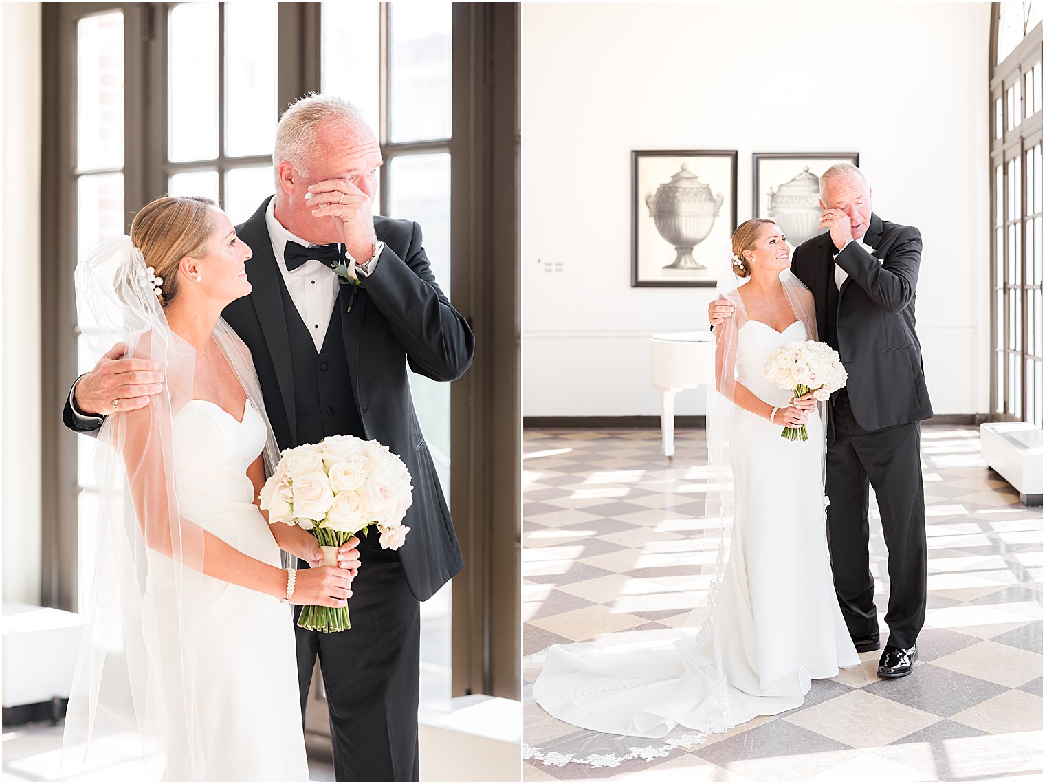 dad cries during first look with bride