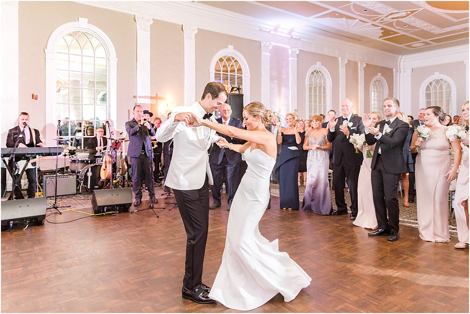 bride and groom dance during NJ wedding reception 