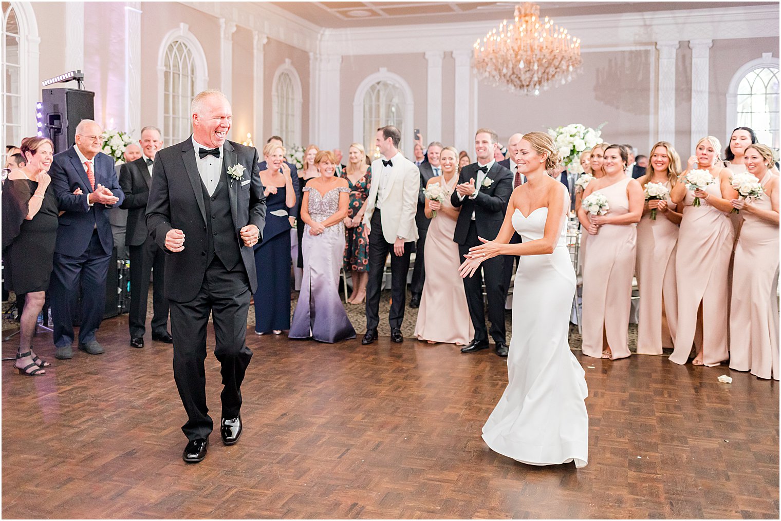 bride and dad have dance during the Berkeley Oceanfront Hotel