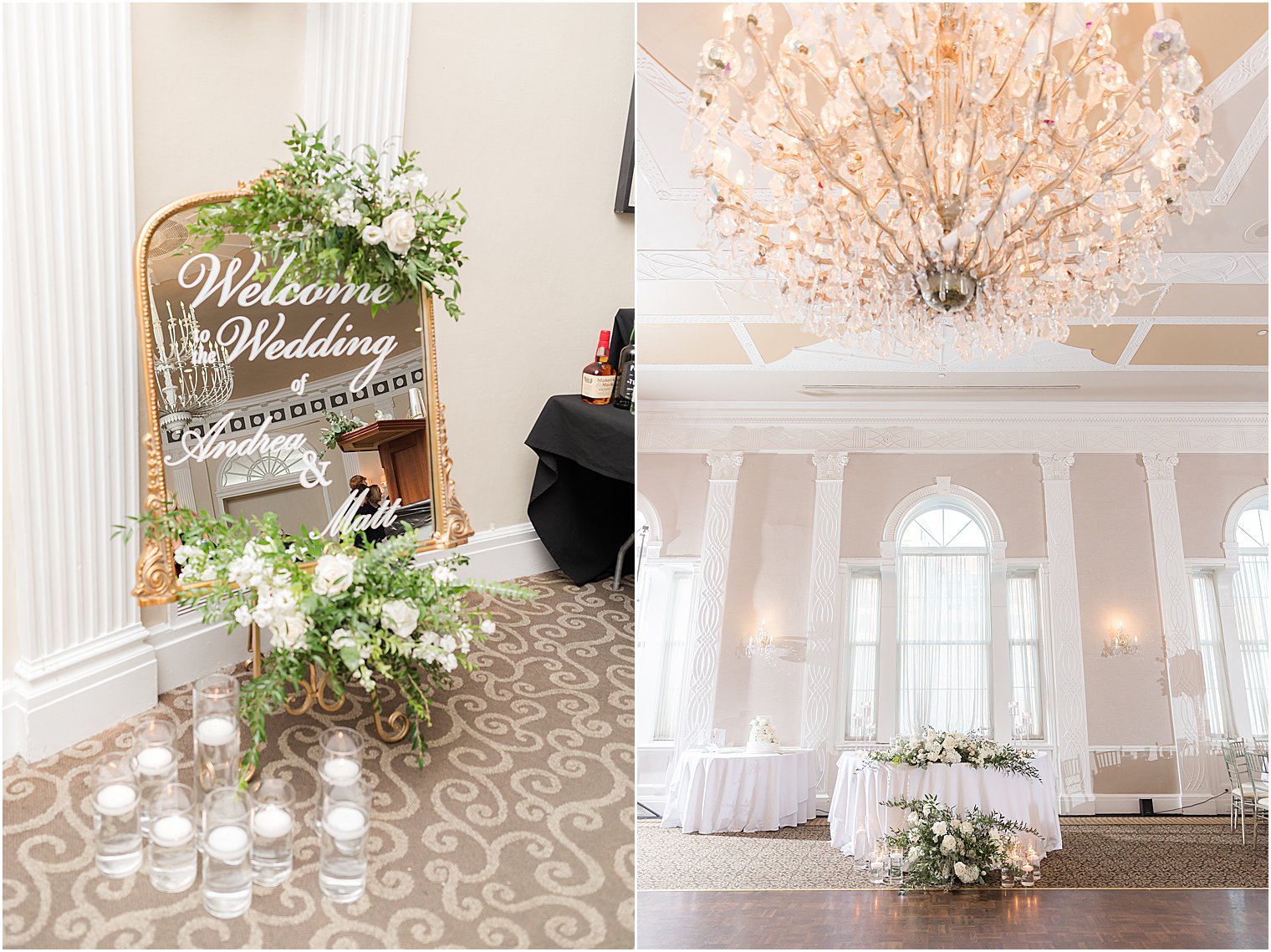 wedding reception at the Berkeley Oceanfront Hotel with gold details 