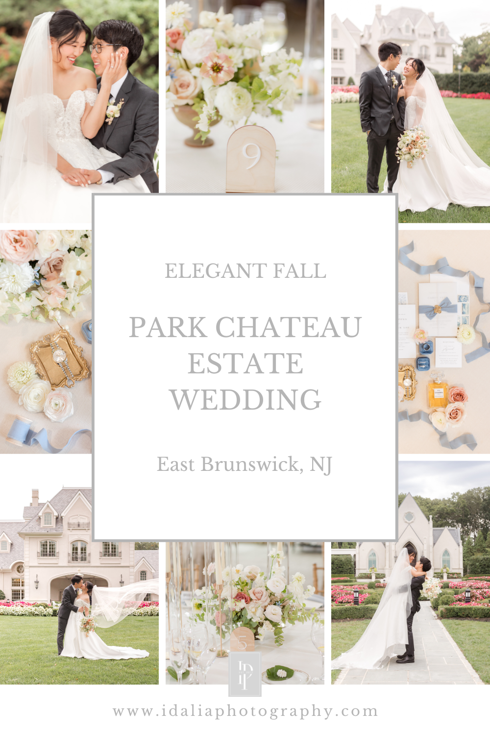 Fall Park Chateau Estate Wedding with elegant Chinese and Korean details photographed by NJ wedding photographer Idalia Photography
