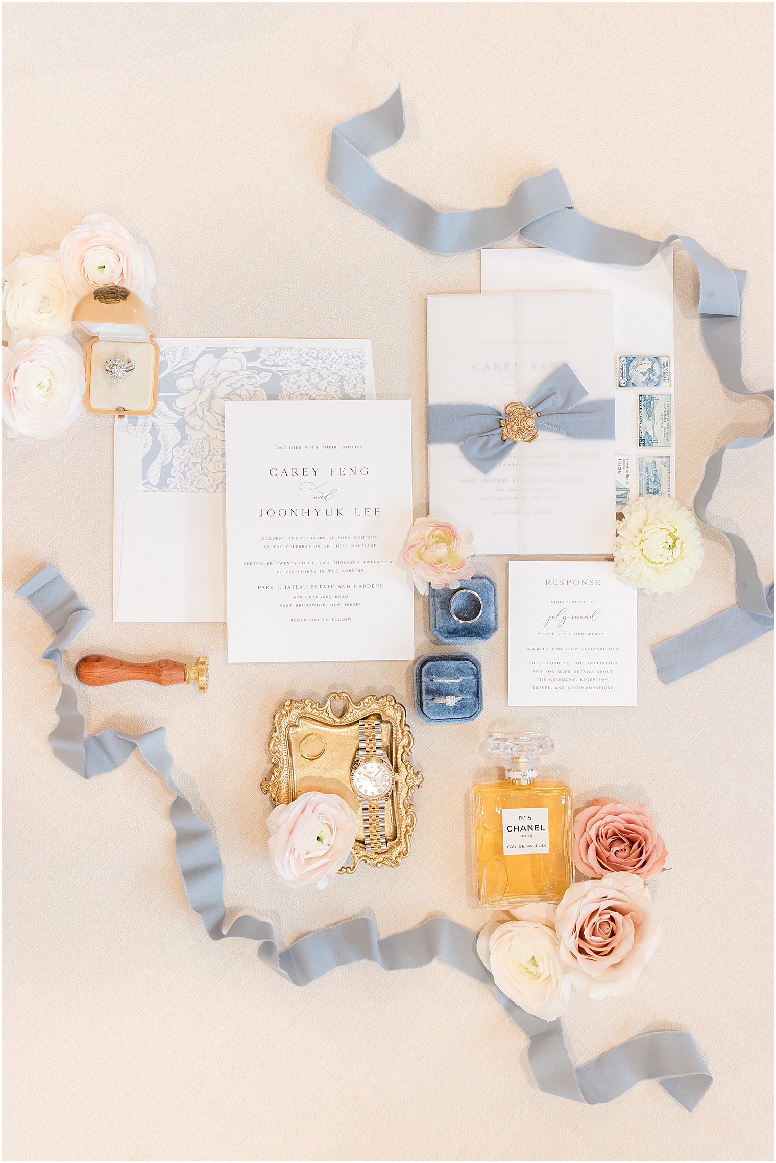 elegant invitation suite for fall Park Chateau Estate wedding