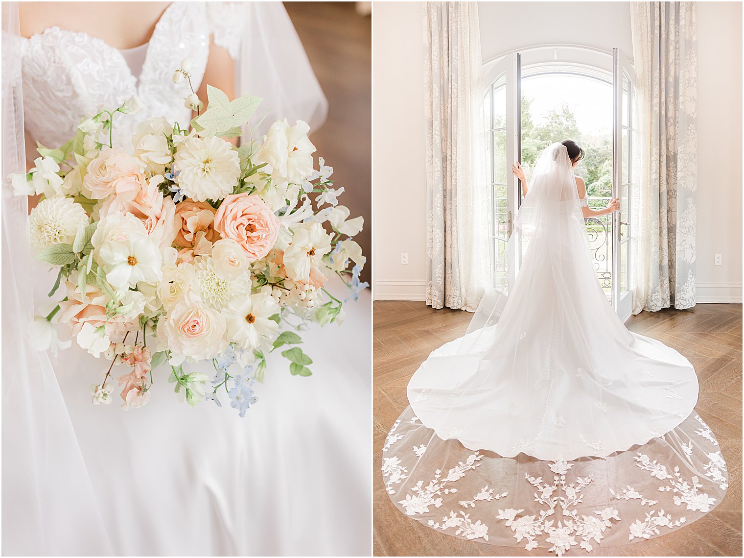 bride poses in window at Park Chateau Estate 