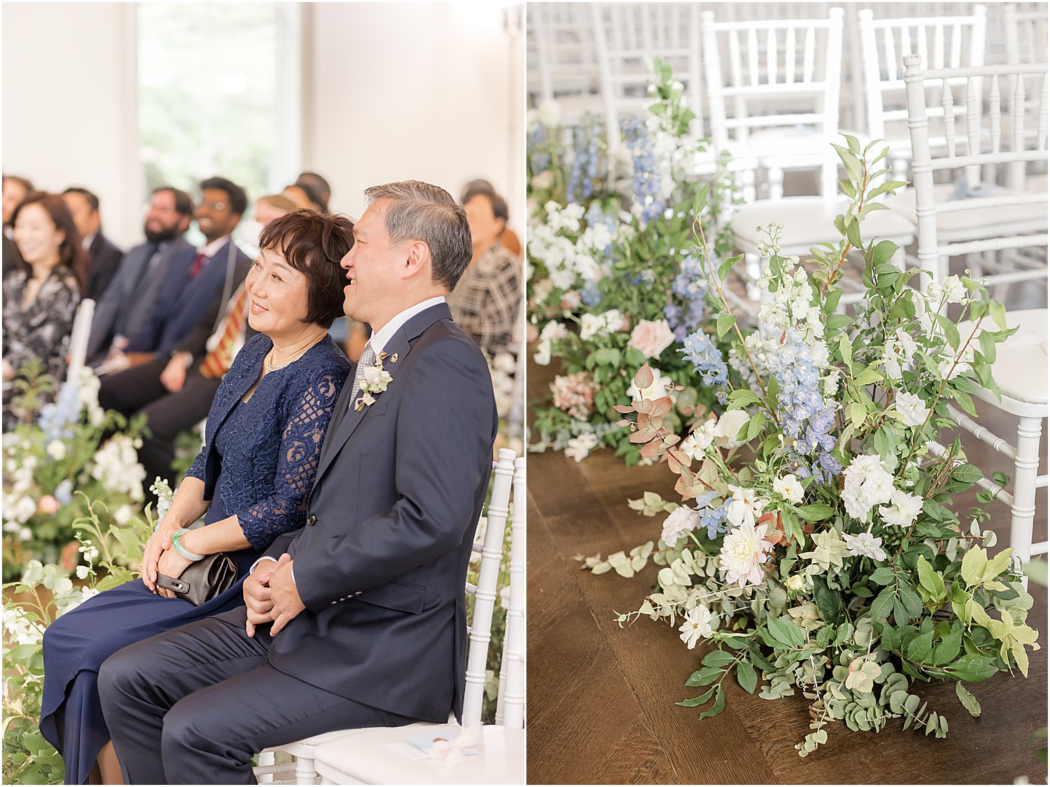 family watches wedding ceremony in Park Chateau chapel