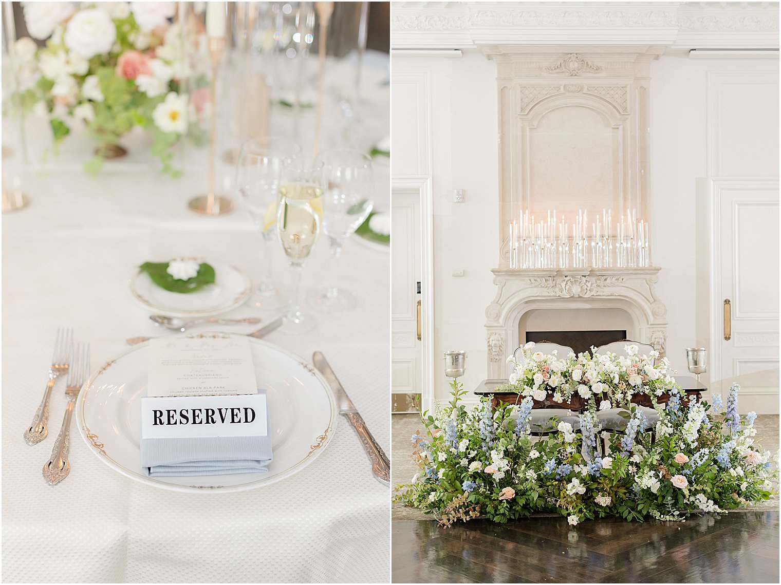 ivory and green details for reception at Park Chateau Estate 