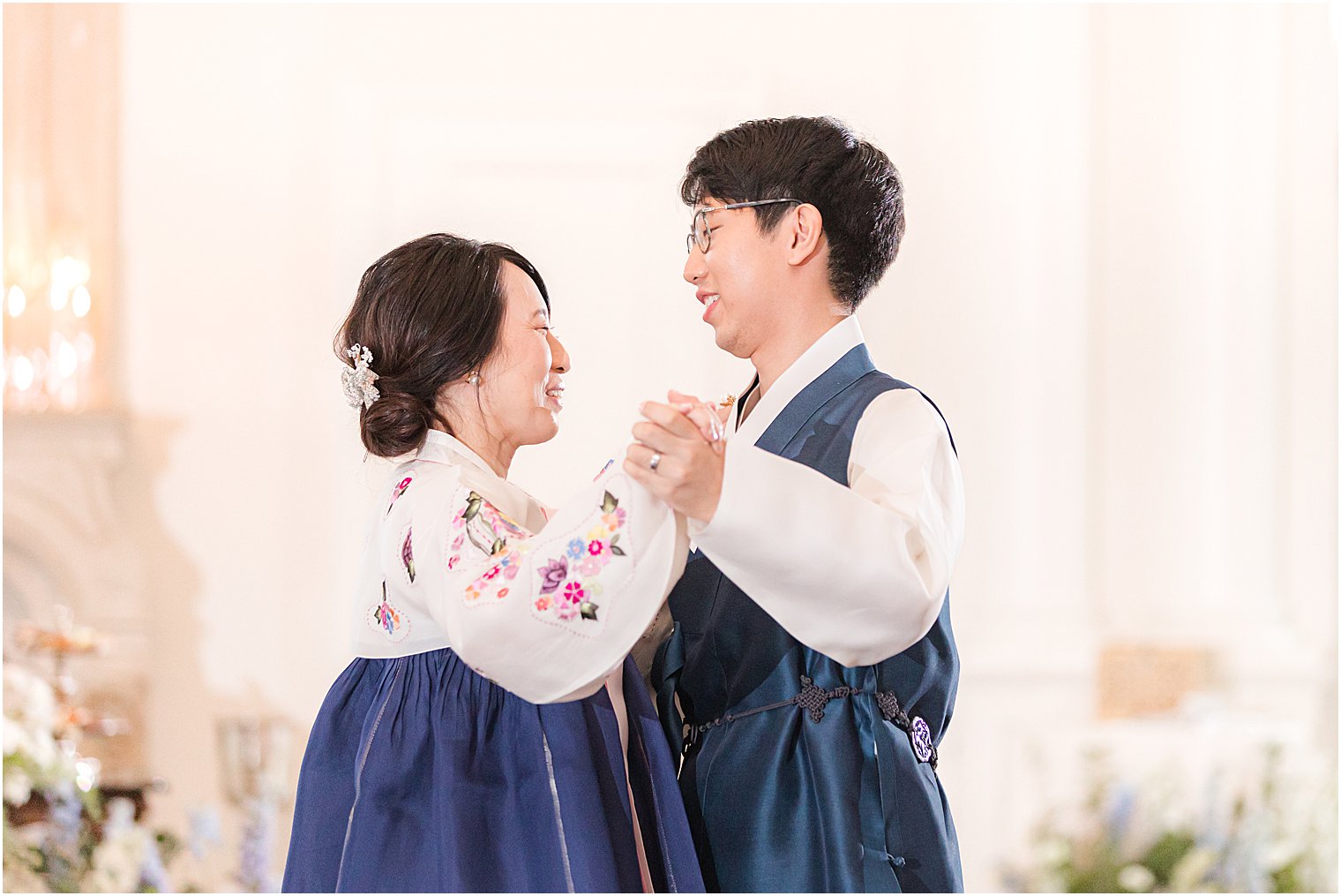 groom and mother dance during NJ wedding reception