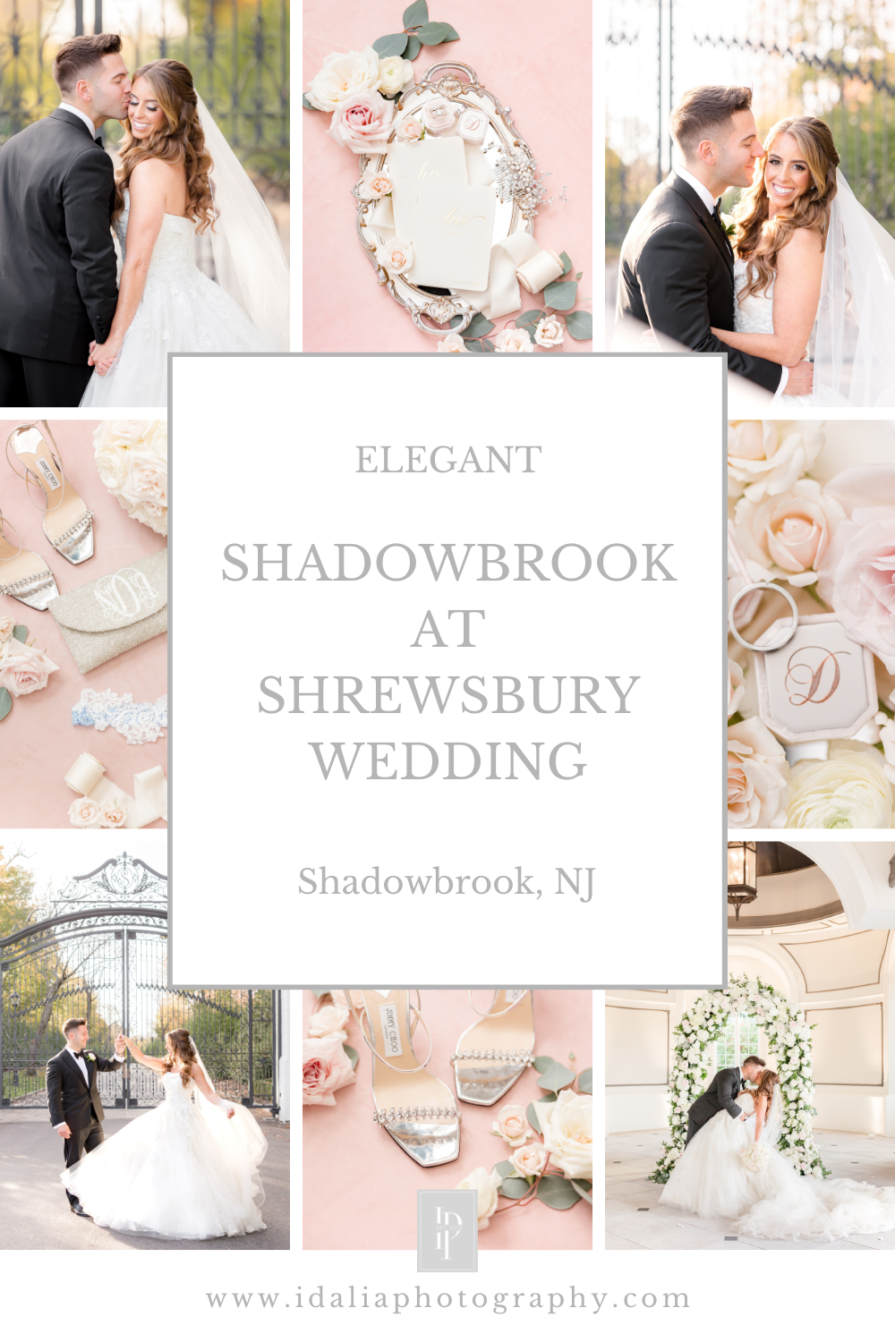 Elegant Shadowbrook at Shrewsbury wedding day with gold, white, and black details photographed by NJ wedding photographer Idalia Photography