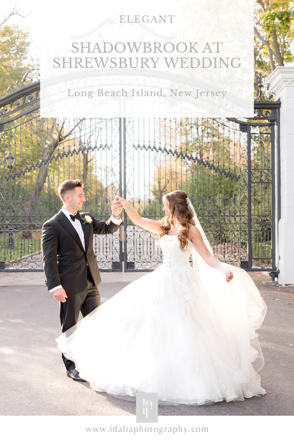 Elegant Shadowbrook at Shrewsbury wedding day with gold, white, and black details photographed by NJ wedding photographer Idalia Photography