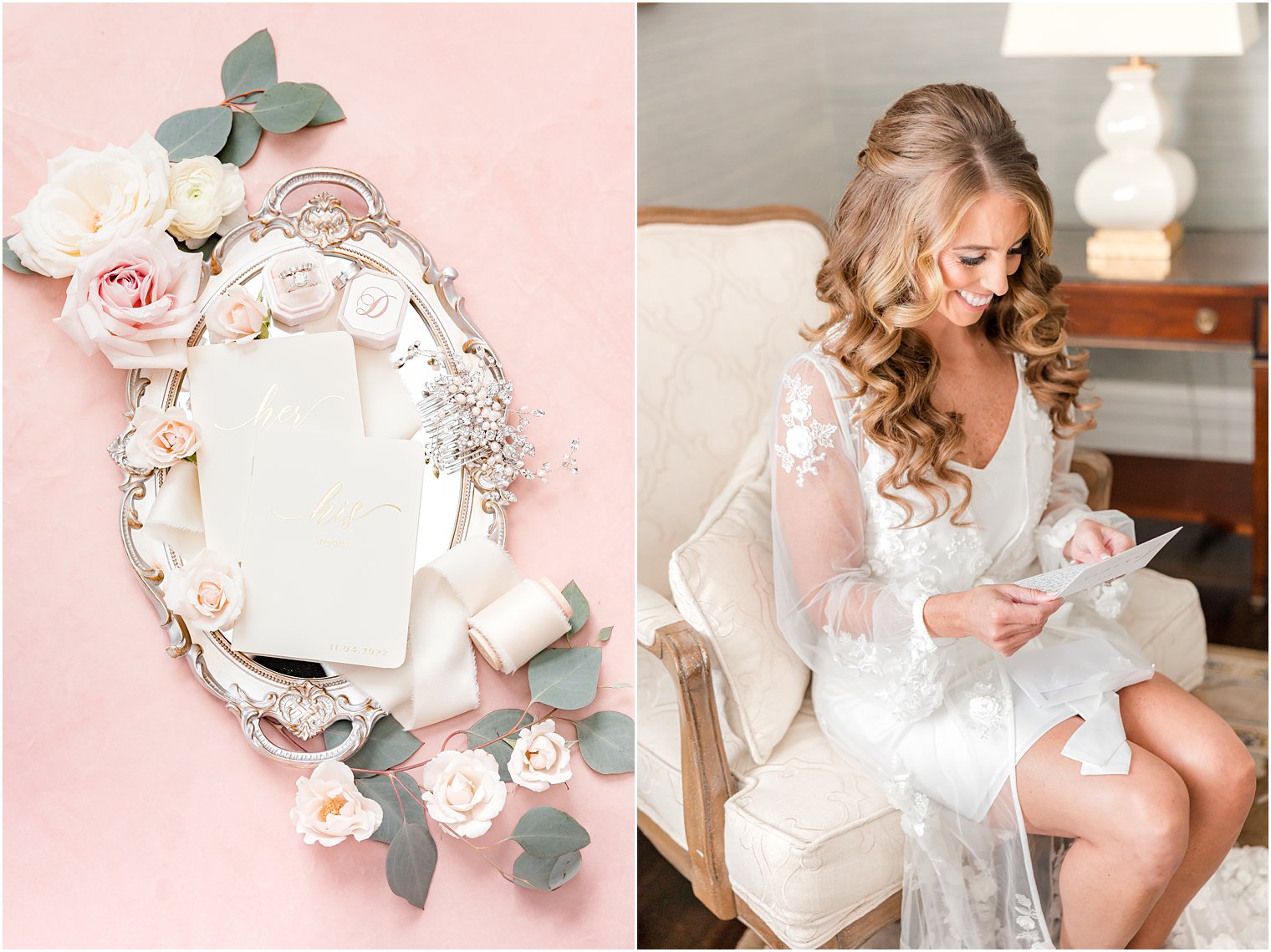 bride prepares for wedding day in New Jersey 