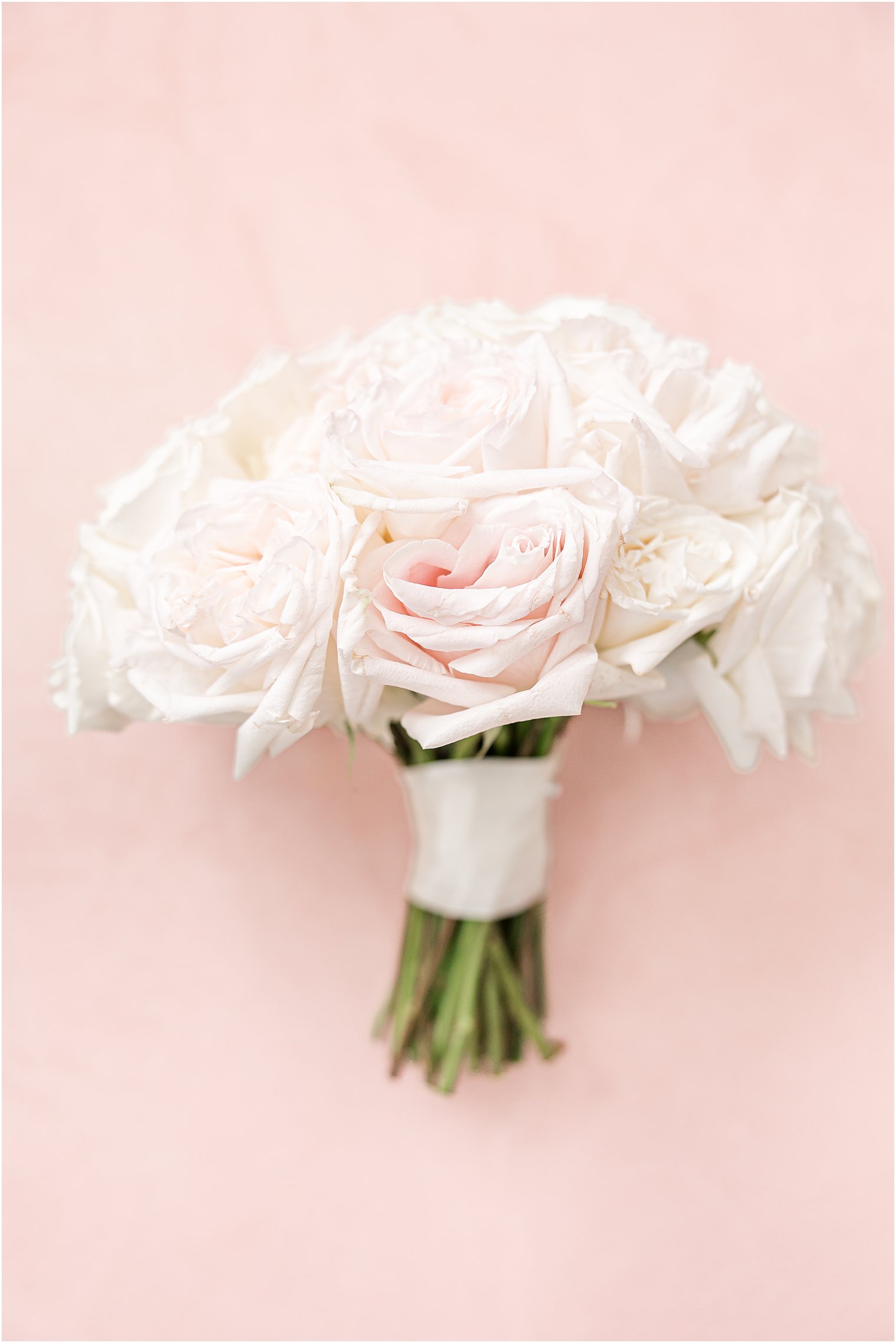 pastel pink and ivory rose bouquet for fall wedding 