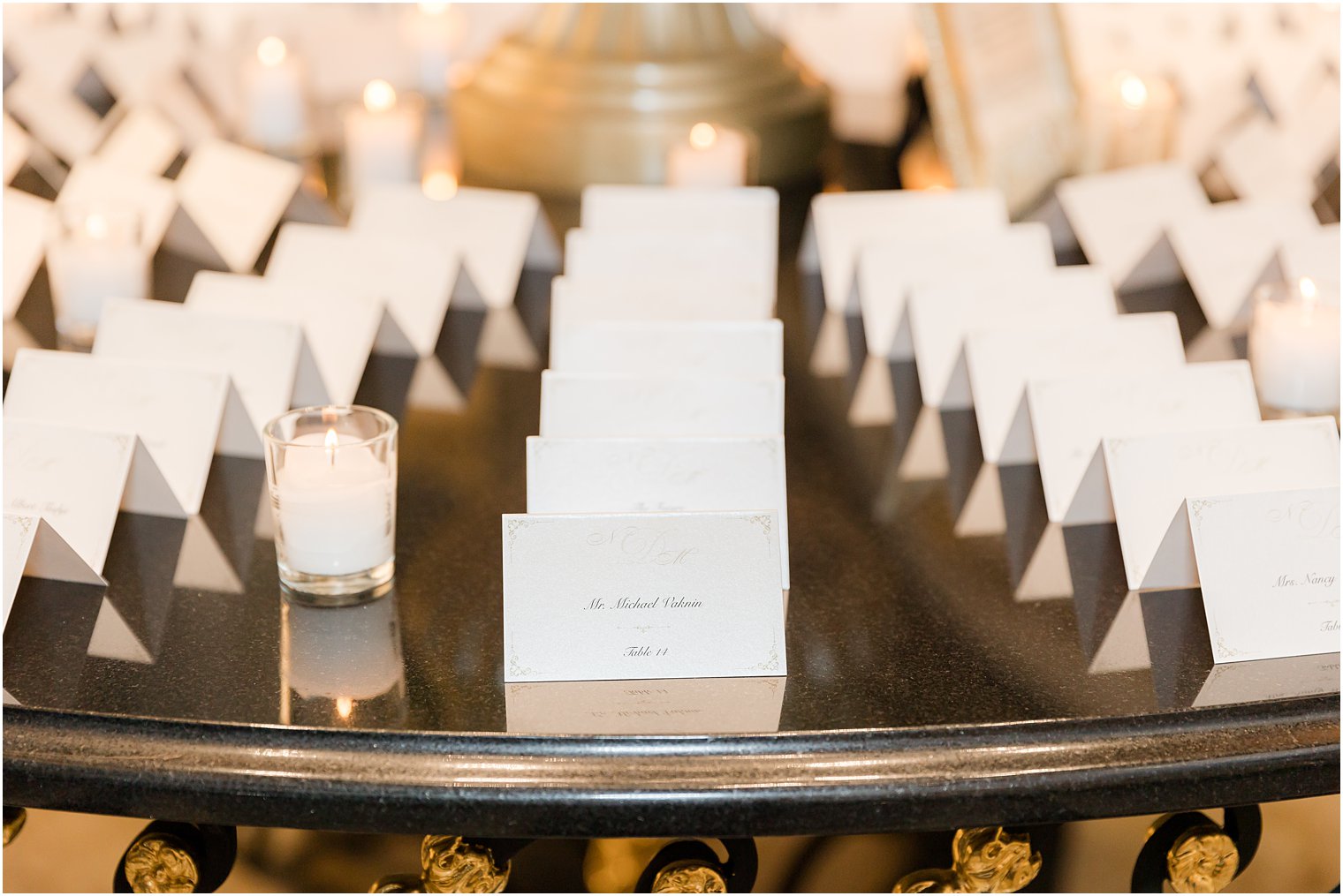 seating cards with candles at Shadowbrook at Shrewsbury