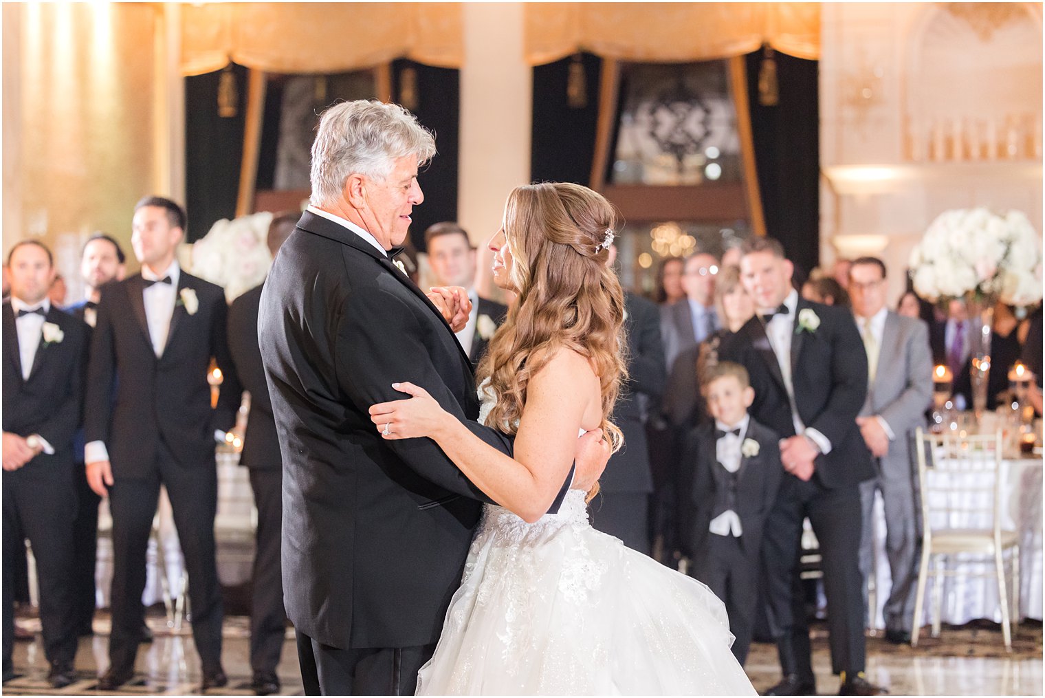 bride and father dance in New Jersey during wedding reception 