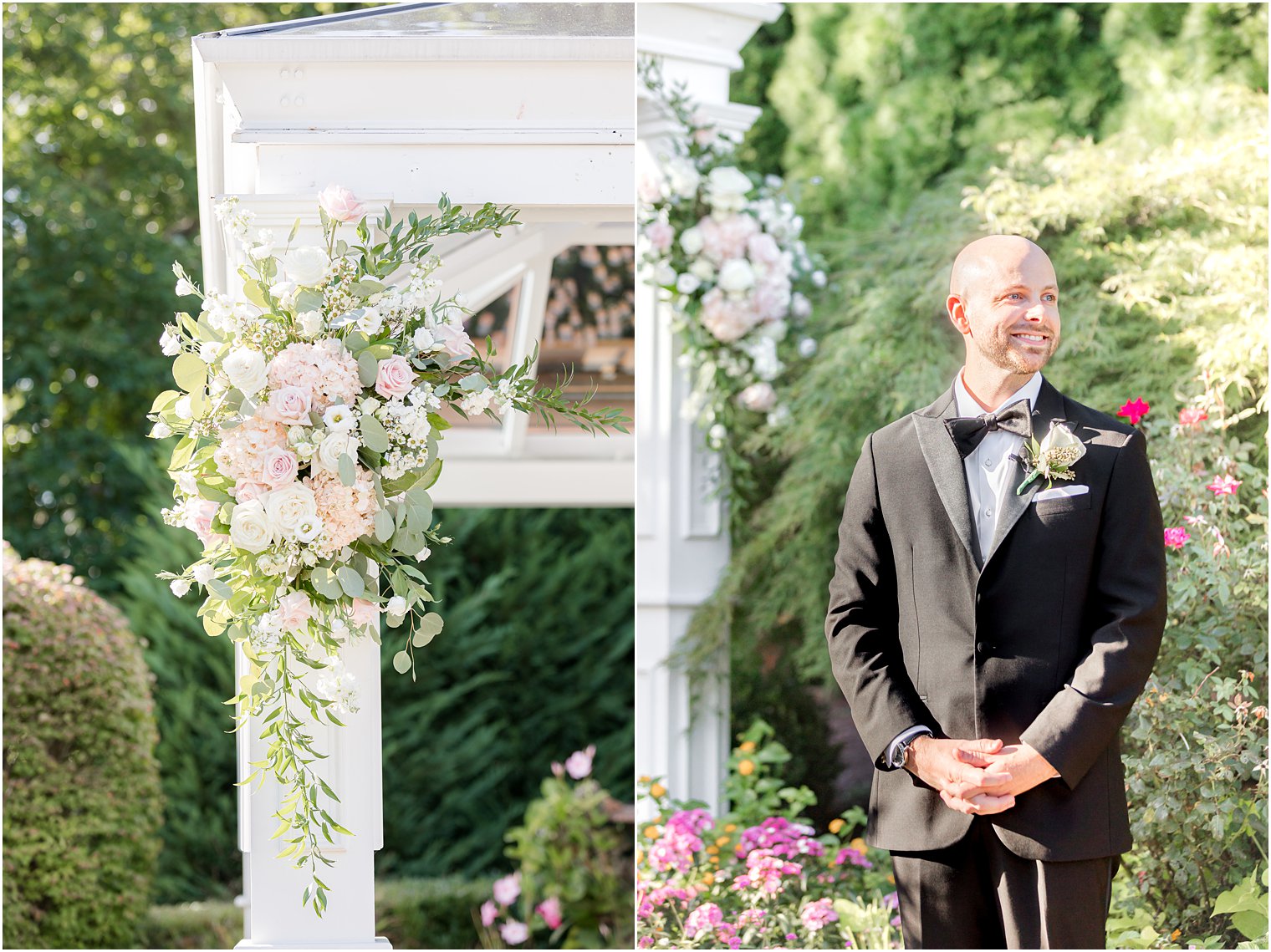 groom watches aisle as bride walks into ceremony 