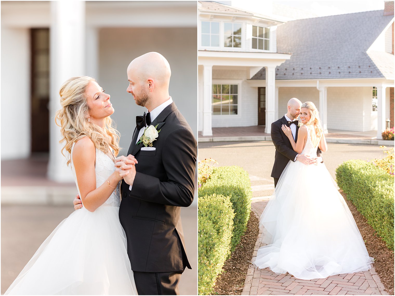 newlyweds dance together outside The Mill Lakeside Manor