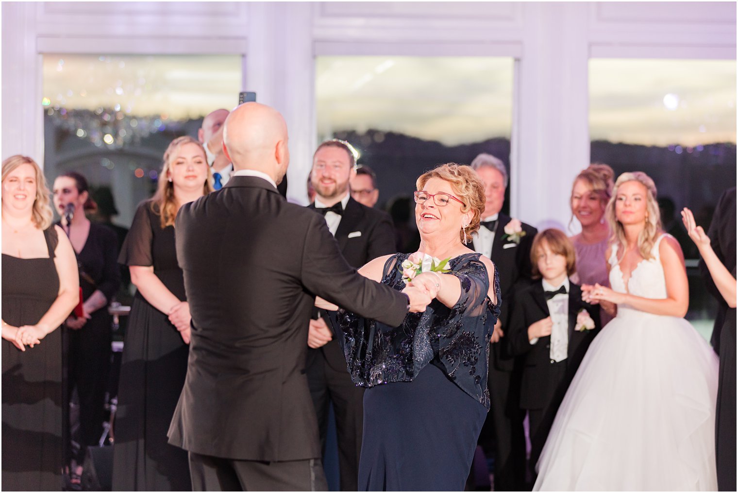 groom dances with mother during NJ wedding reception 