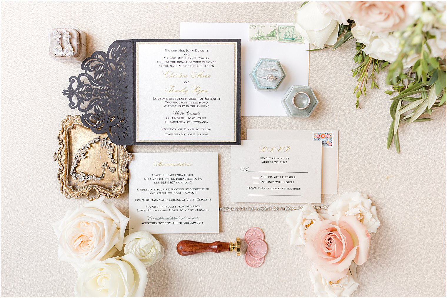 fall invitation suite with lace accent 