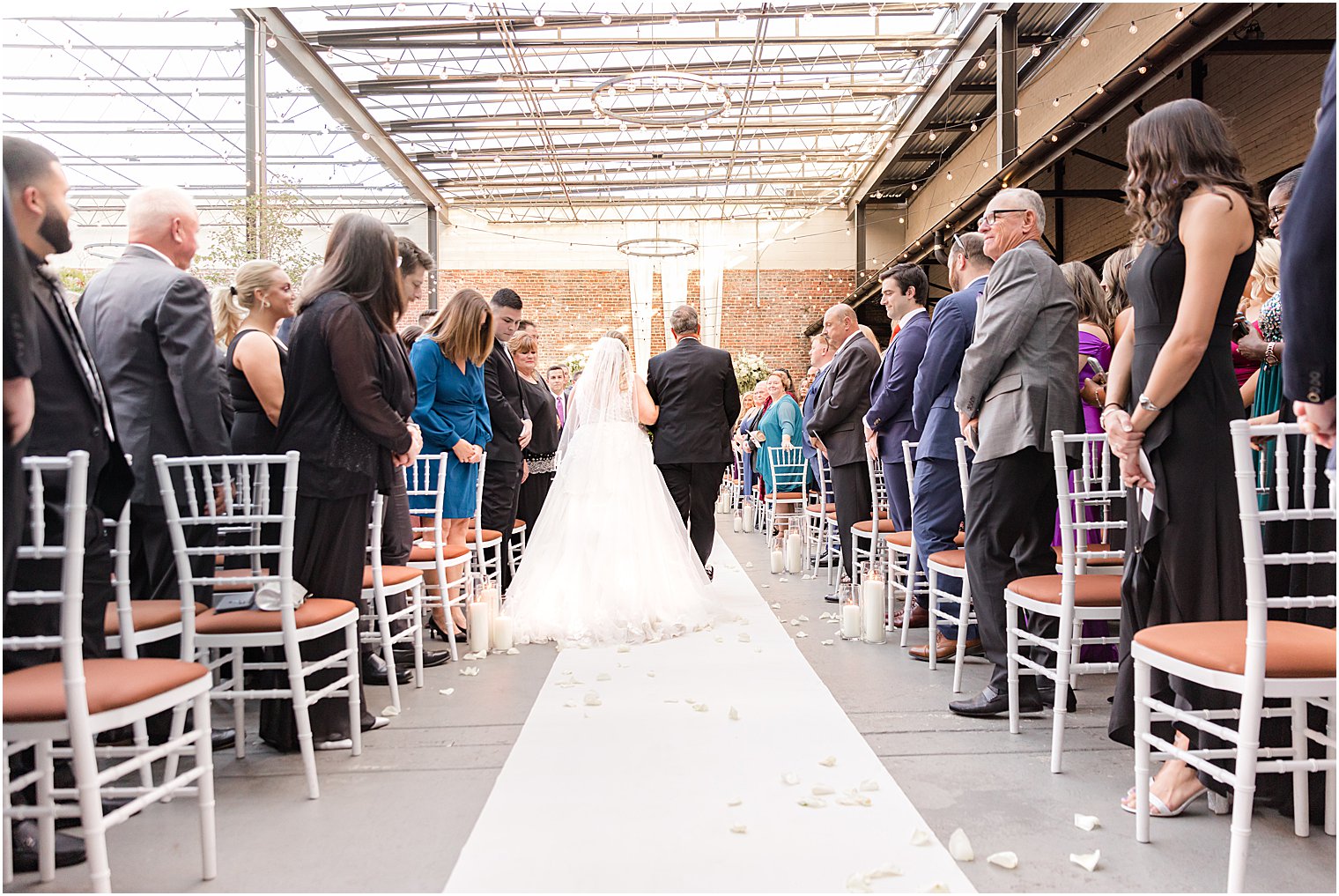 bride walks down aisle with dad for Vie by Cescaphe wedding ceremony 