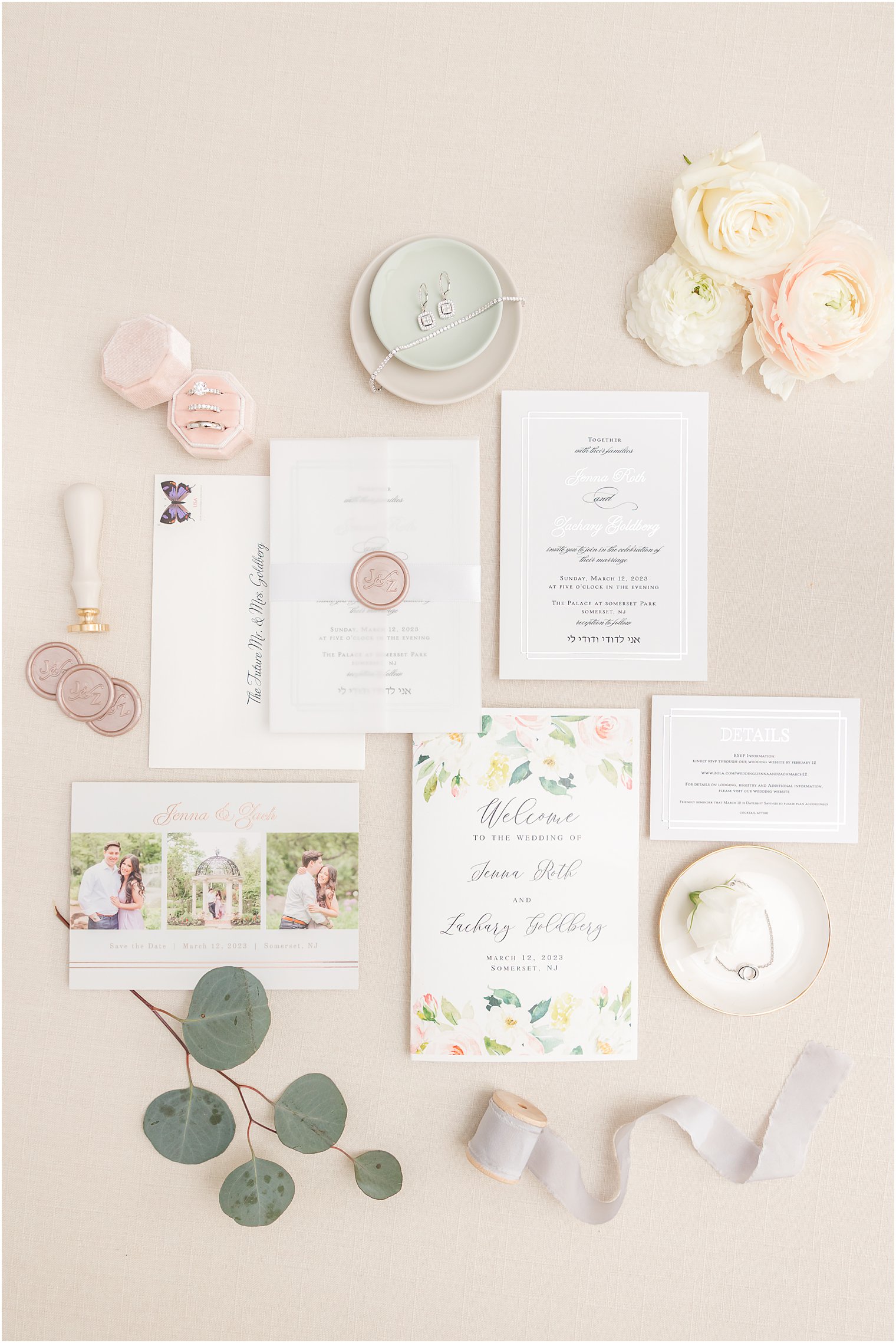 invitation suite from Truly Engaging for spring wedding at The Palace at Somerset Park