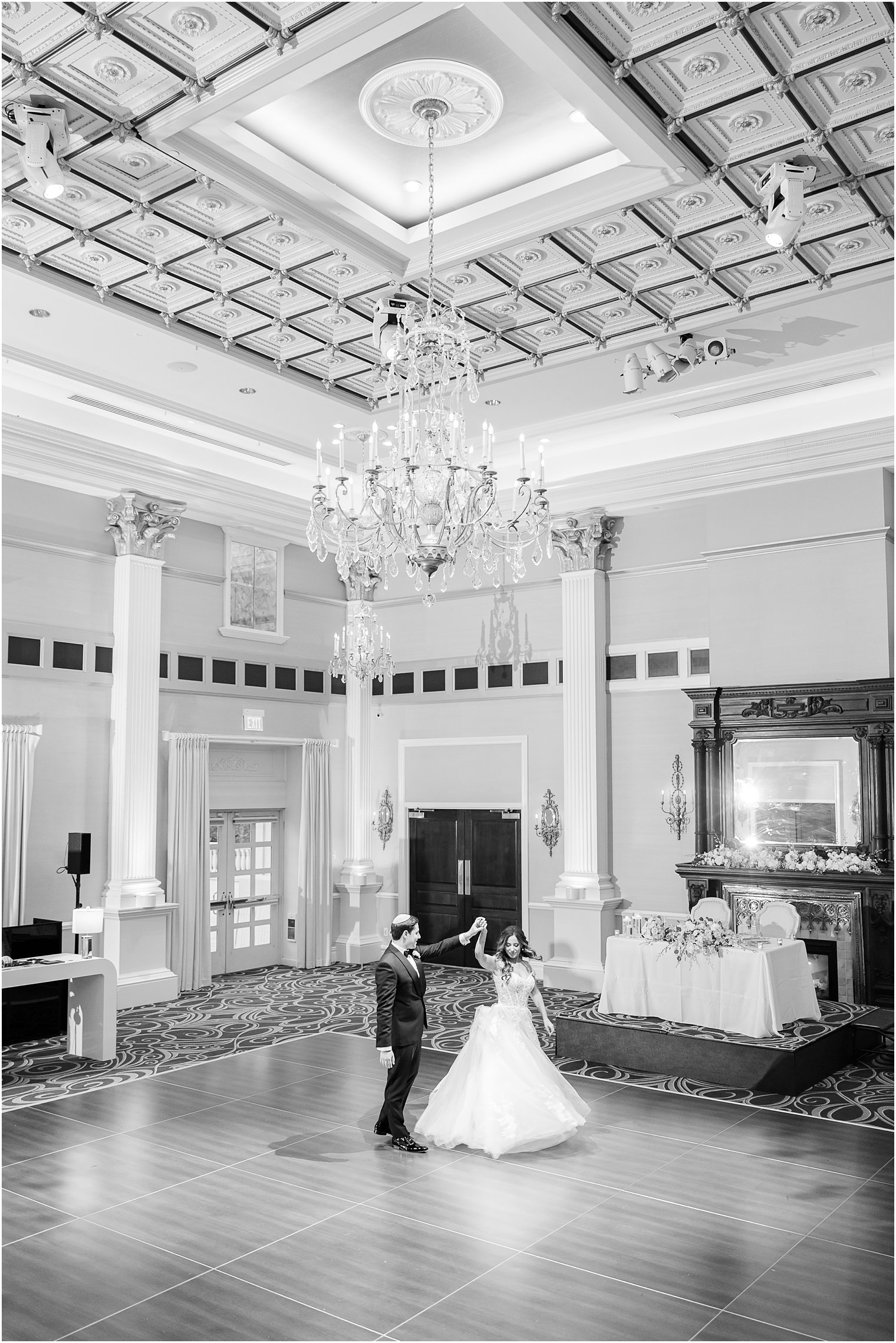 groom twirls bride during first dance at the Palace at Somerset Park