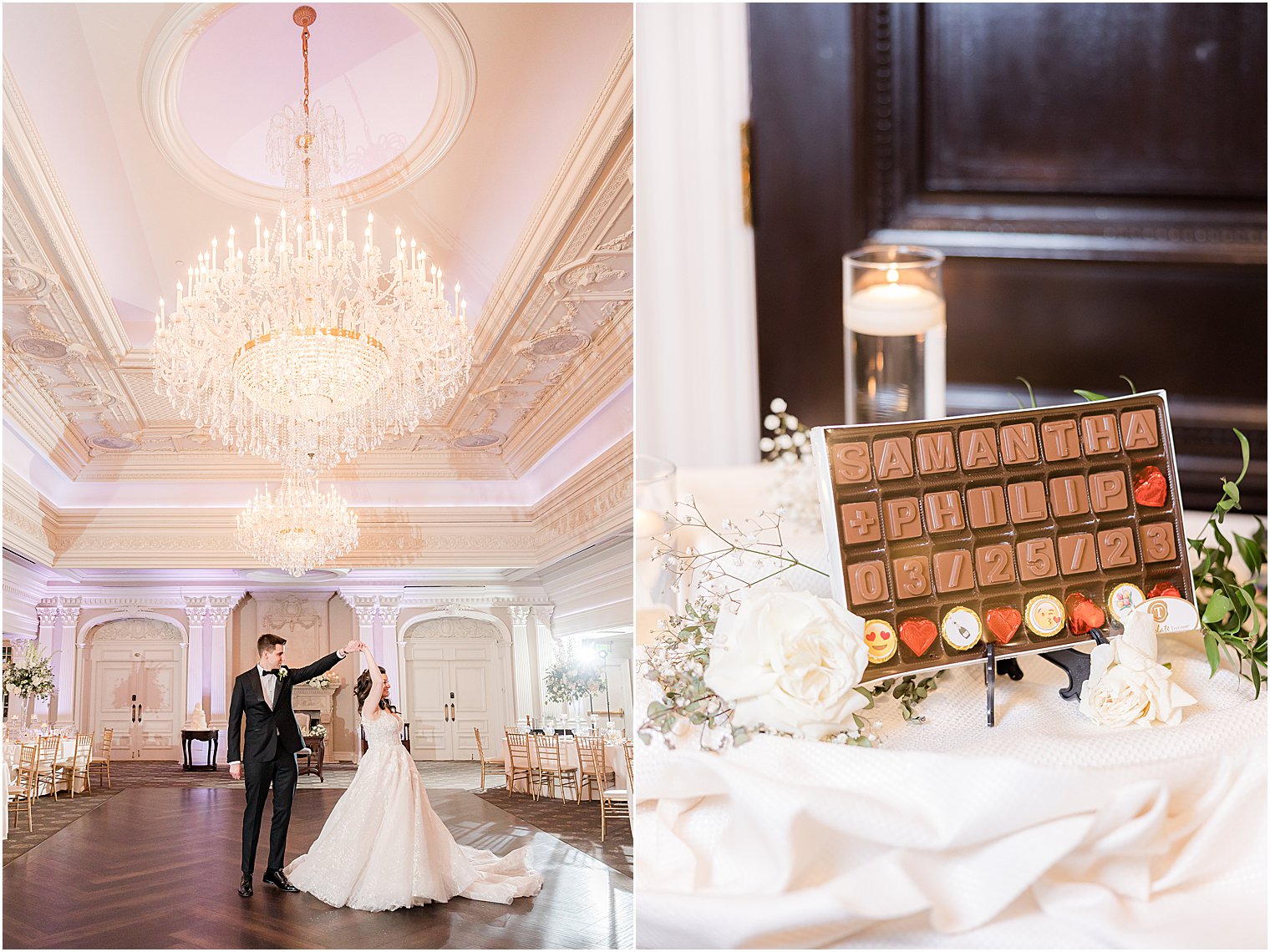 custom chocolate display for wedding reception at Park Savoy Estate