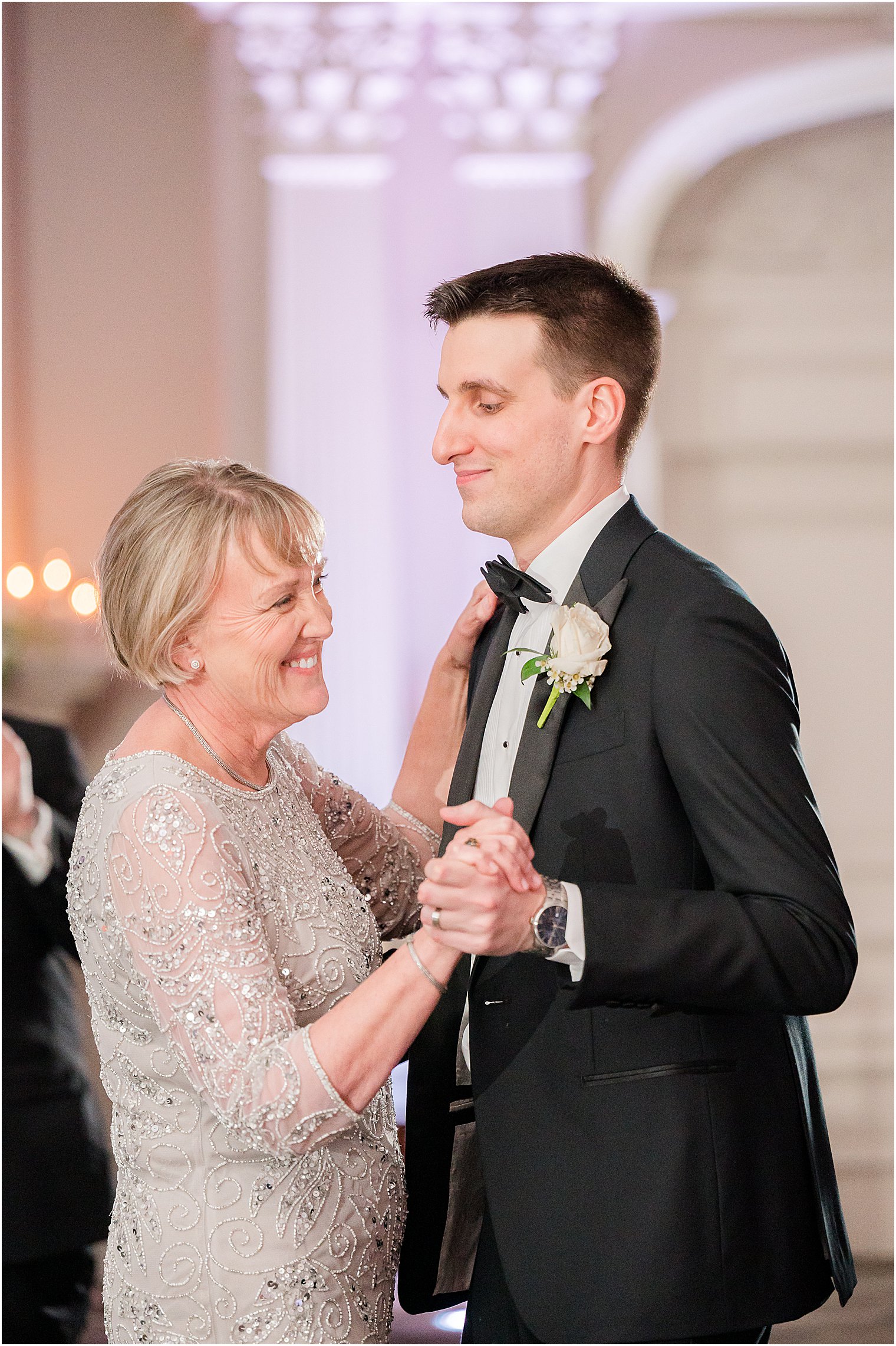 groom dances with mother during NJ wedding reception 