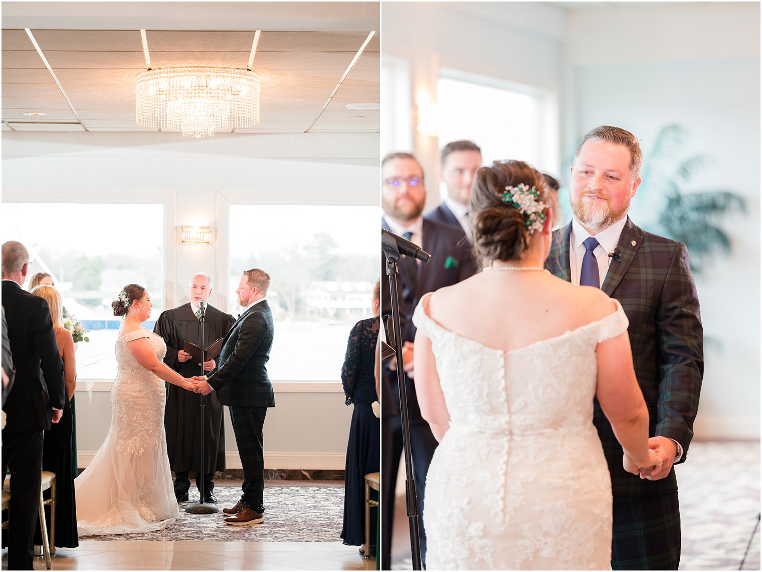 wedding ceremony with waterfront views at Crystal Point Yacht Club