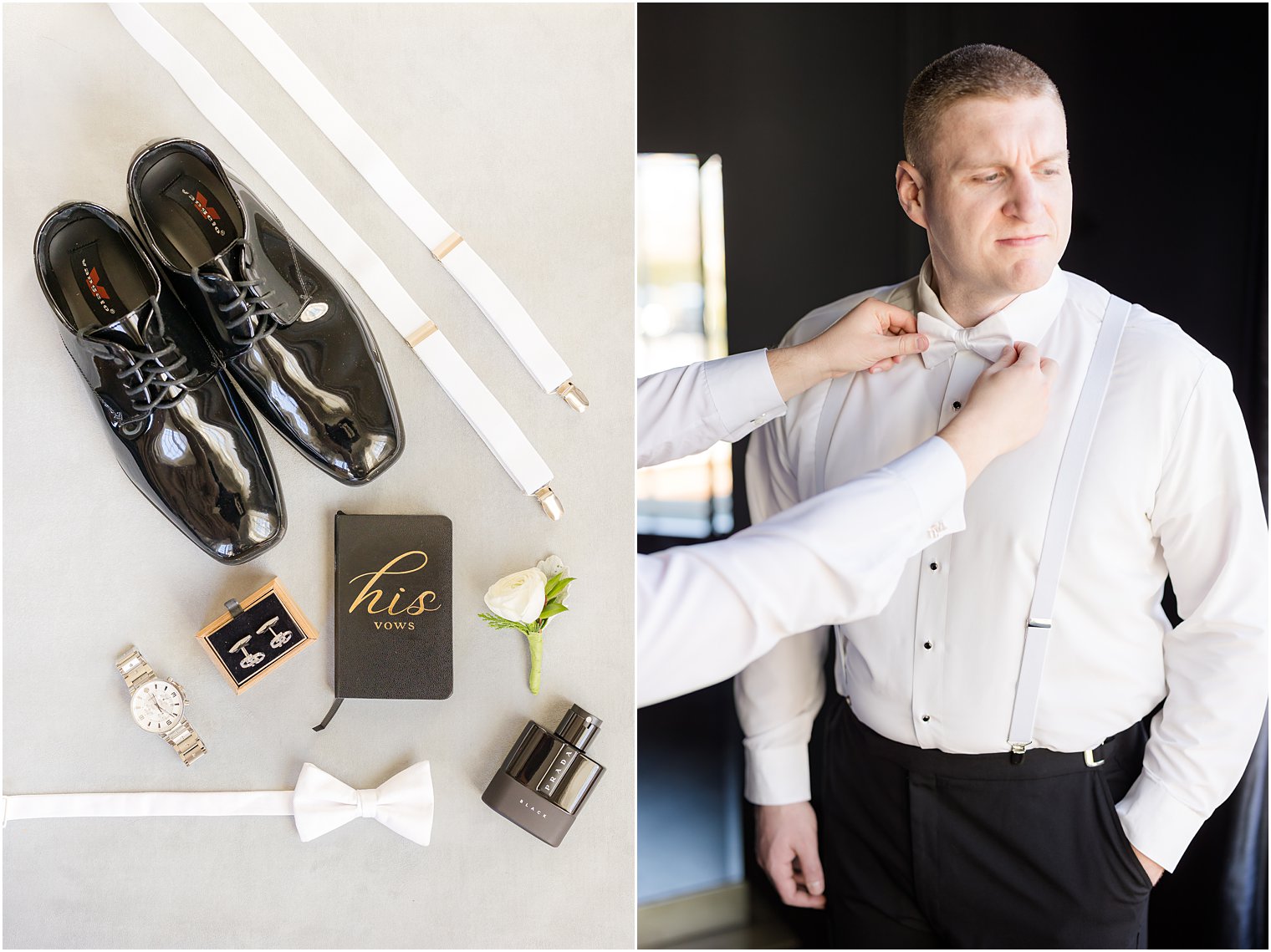 groom's shoes and details for winter wedding at Park Chateau Estate