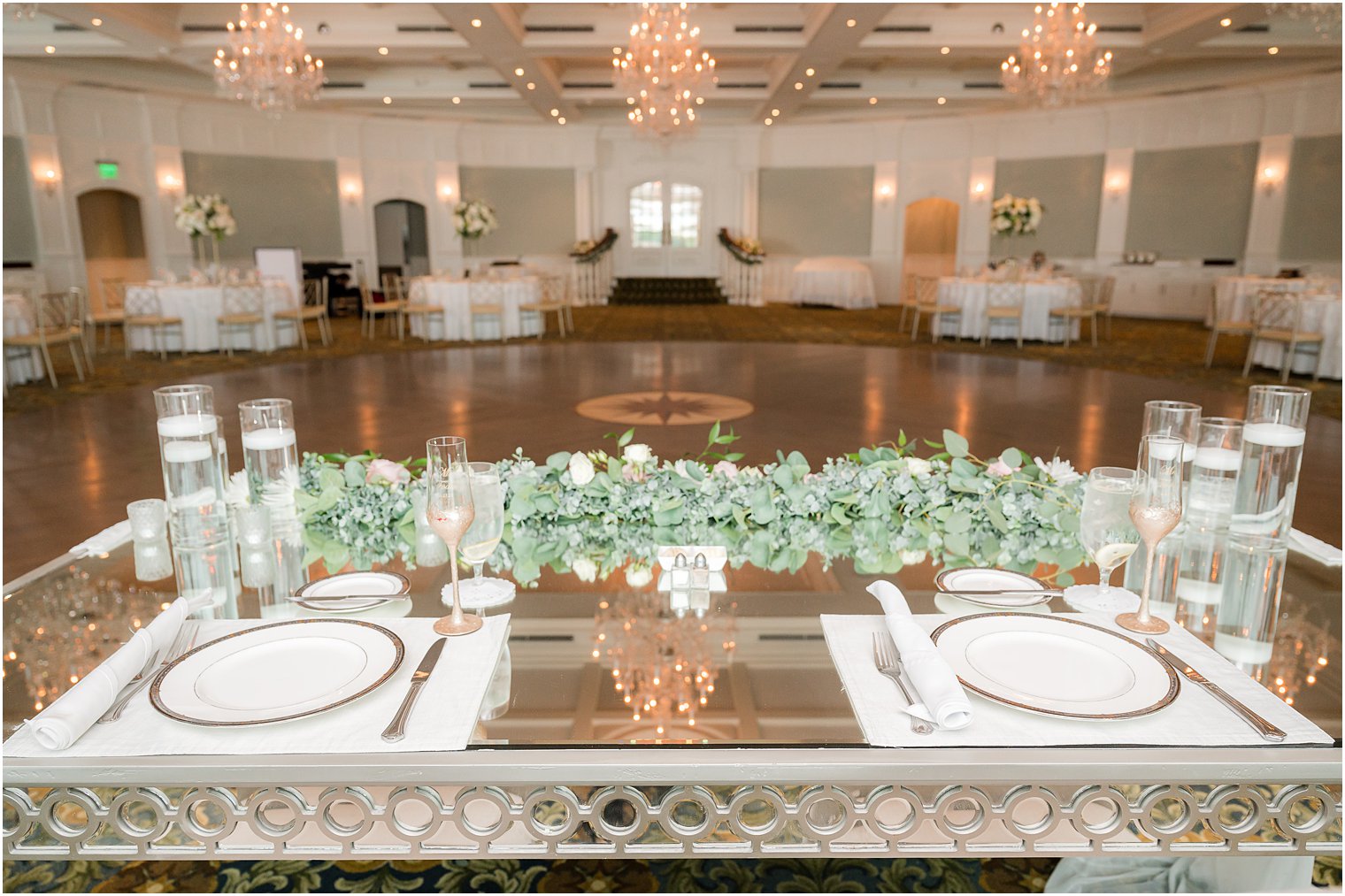 view of dance floor from sweetheart table at Clark's Landing Yacht Club