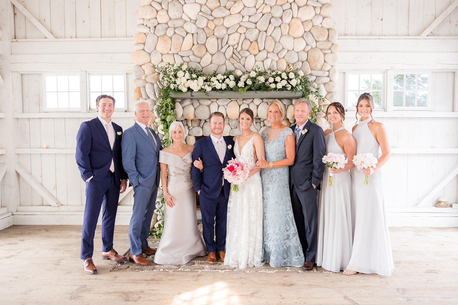 Bride and Groom together with their families 