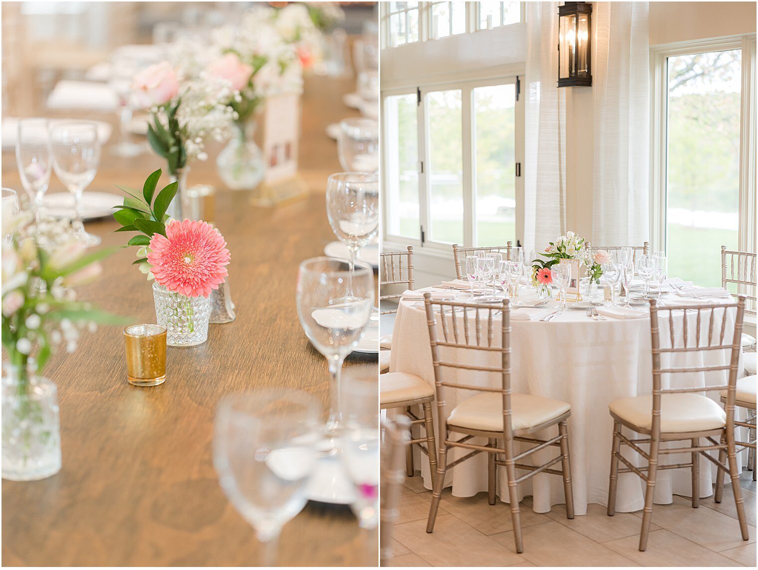 Reception details for a wedding at Indian Trail Club