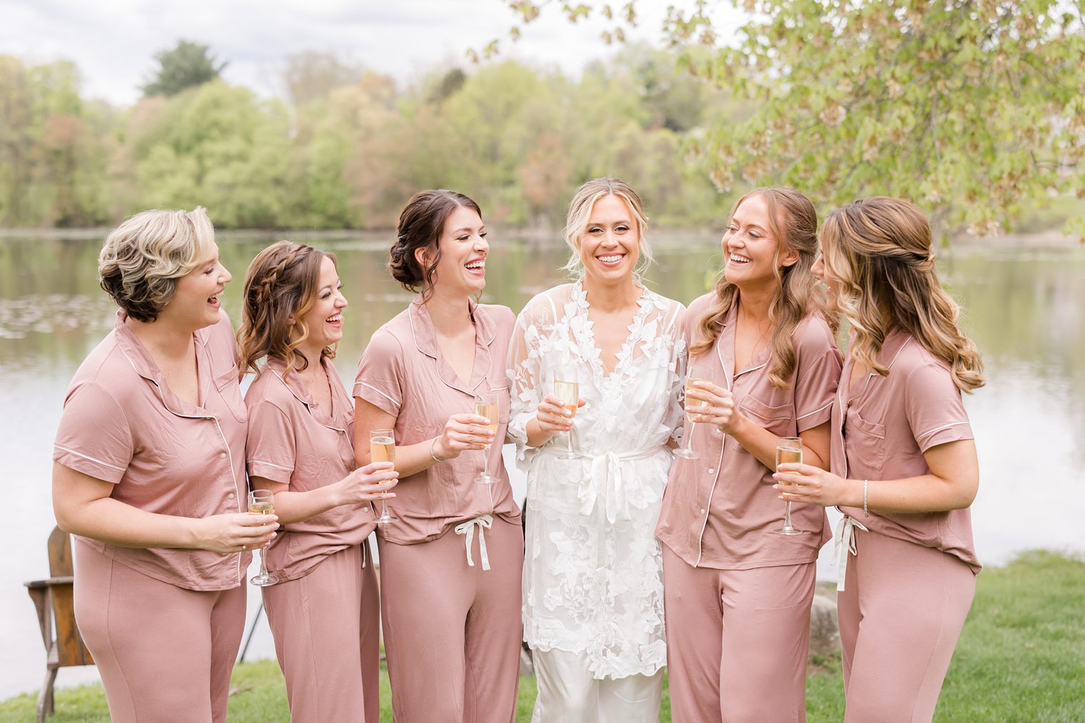 Bridesmaids and bride celebrating the big day ahead at Indian Trail Club