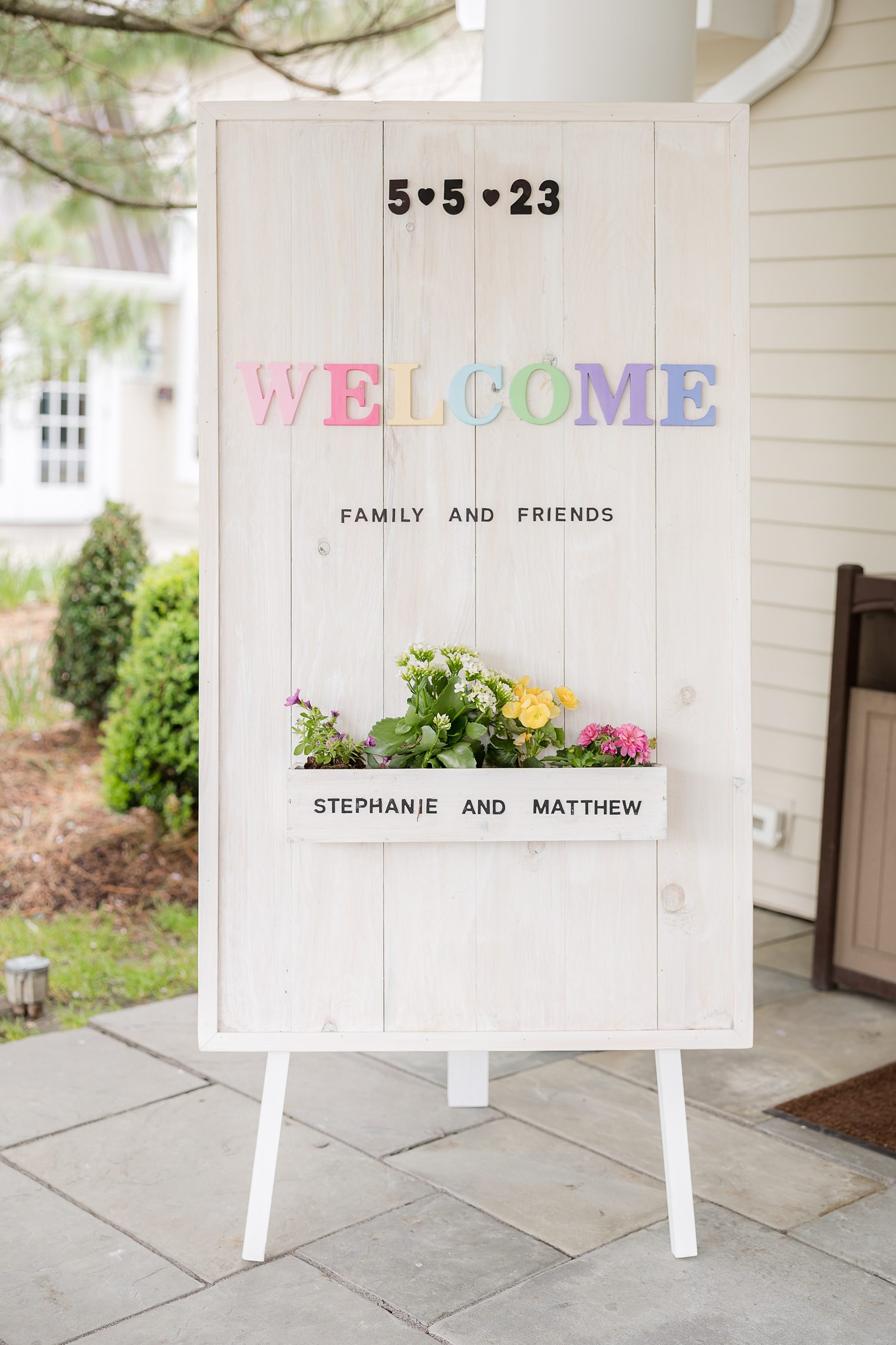 Welcome sign for wedding details