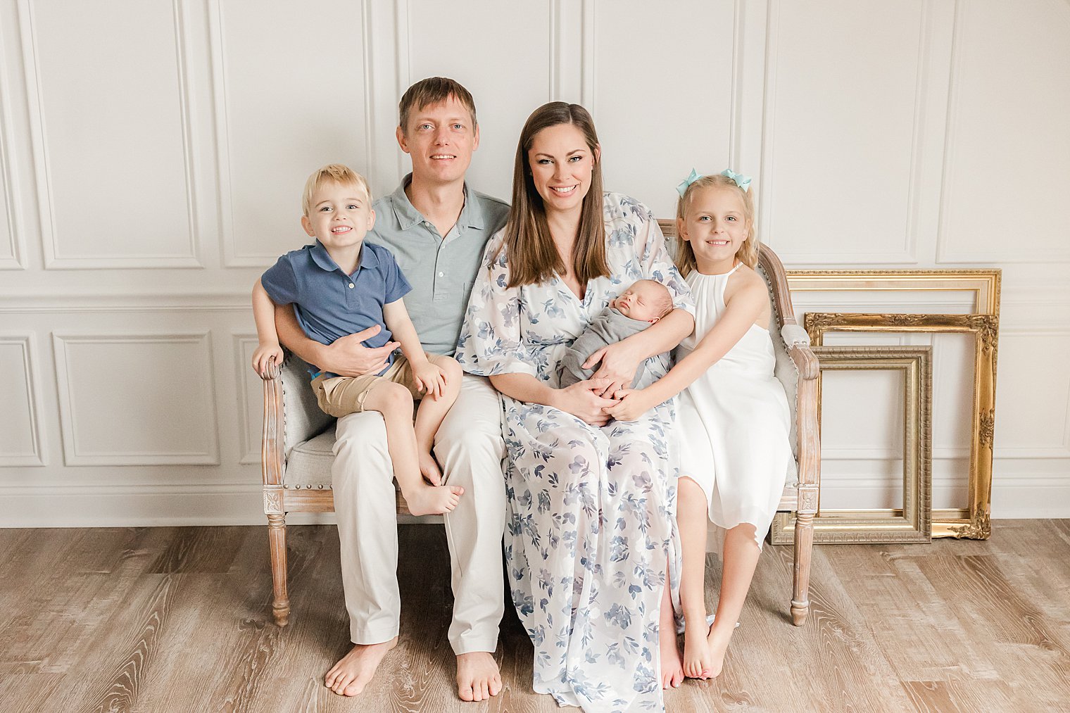 family of five newborn session 