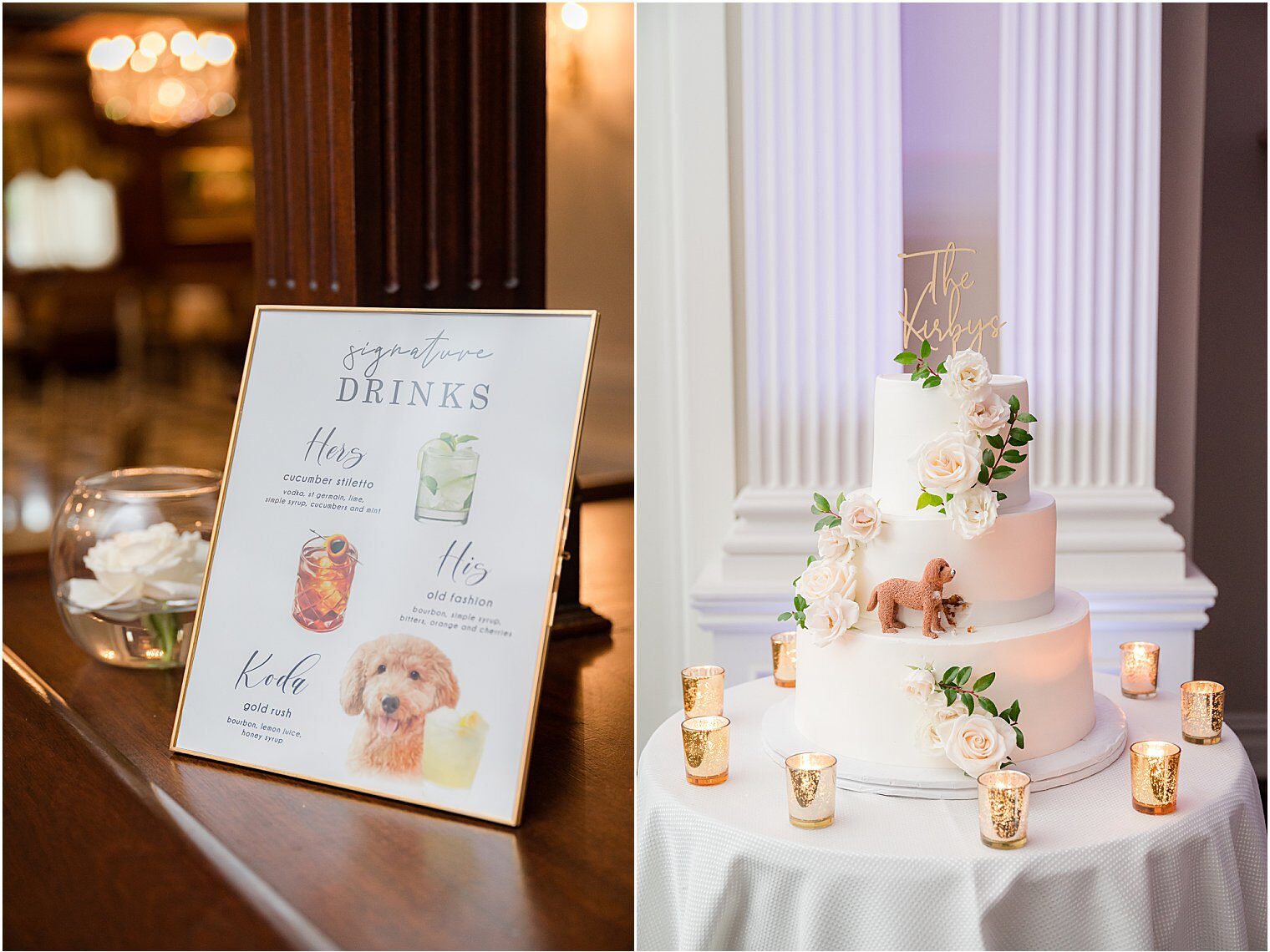 Wedding cake and drink menu 