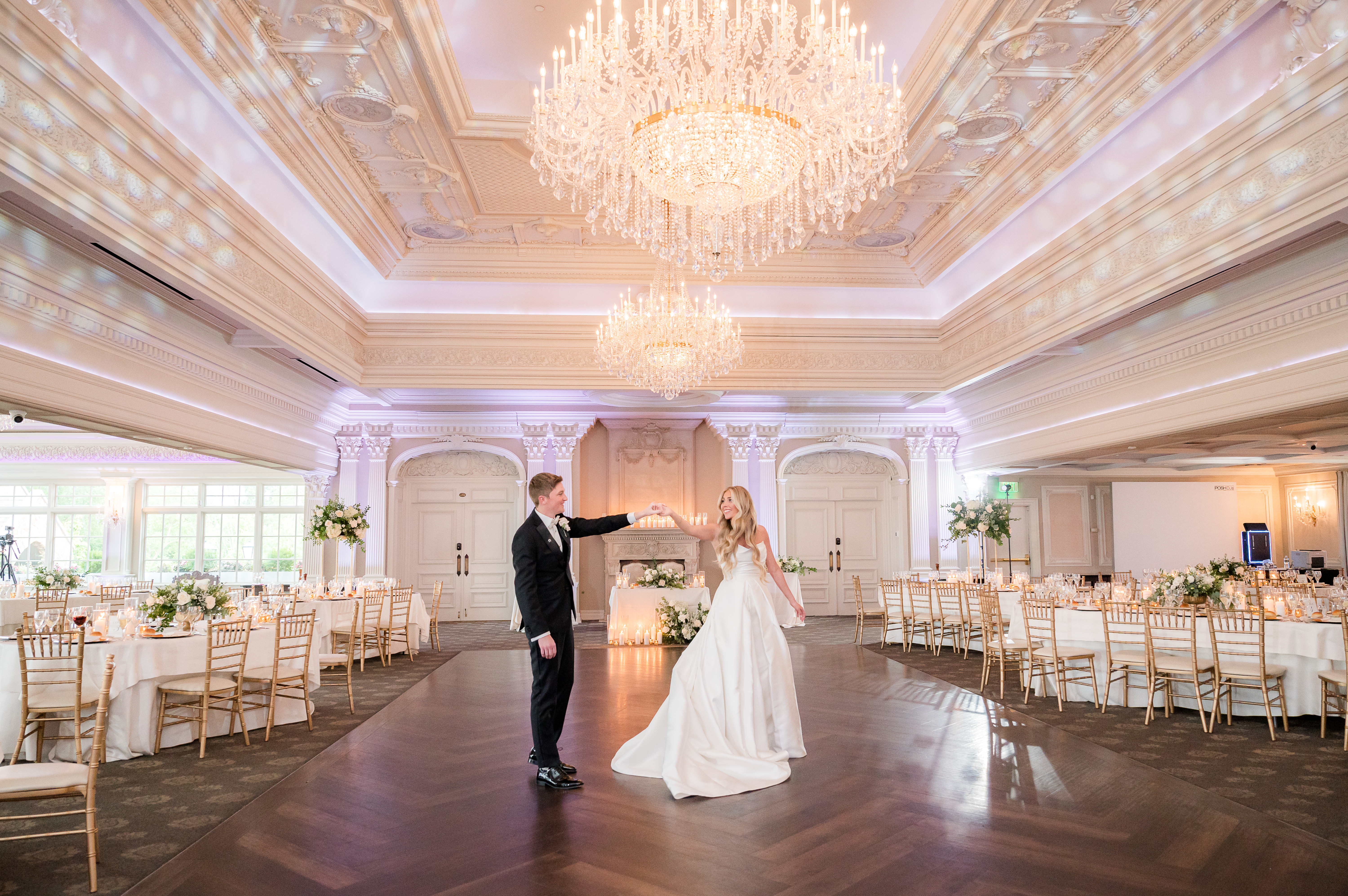 Happy husband and Wife dancing in the venue 