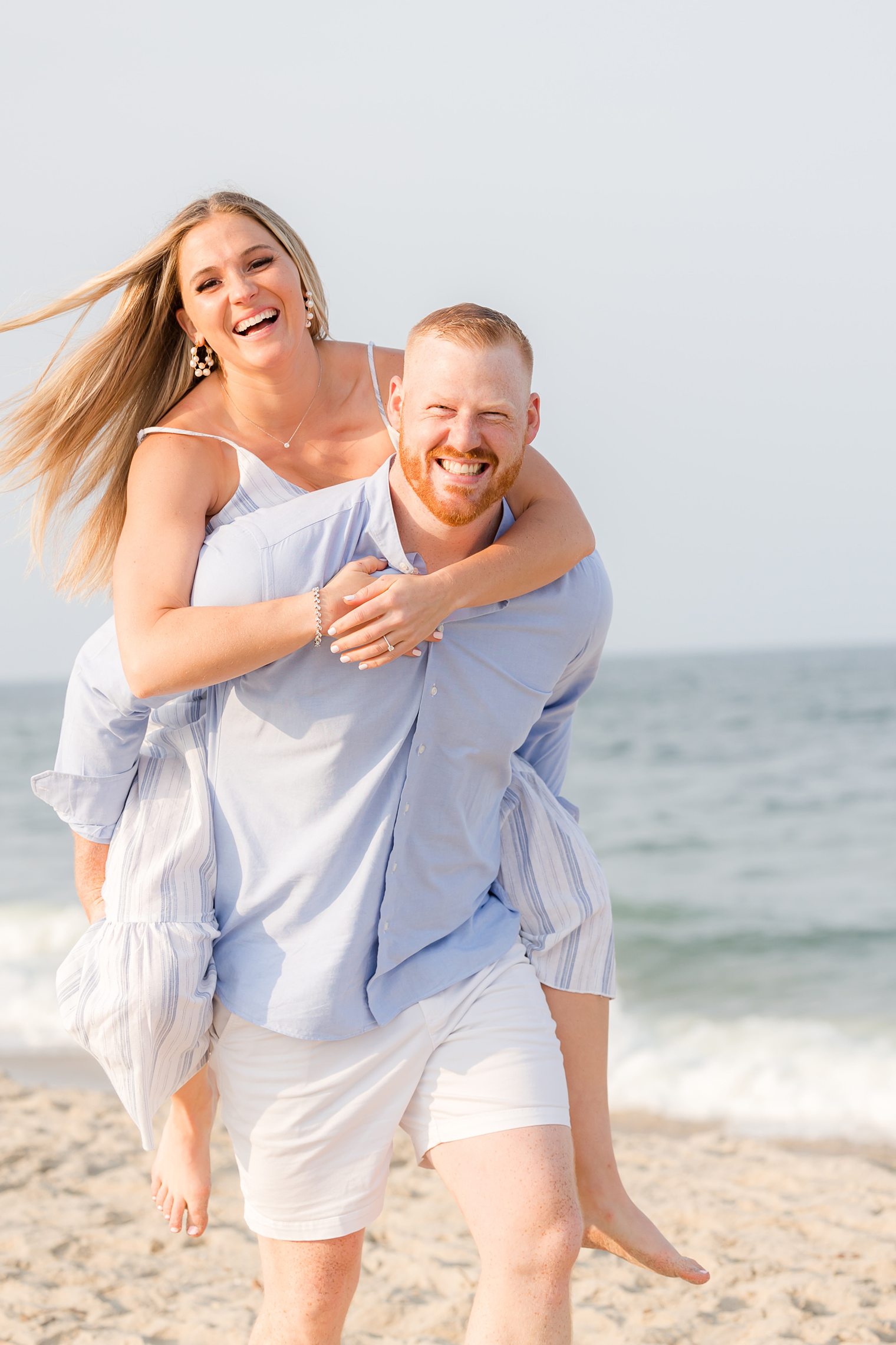 beautiful couple having fun in during their engagement session