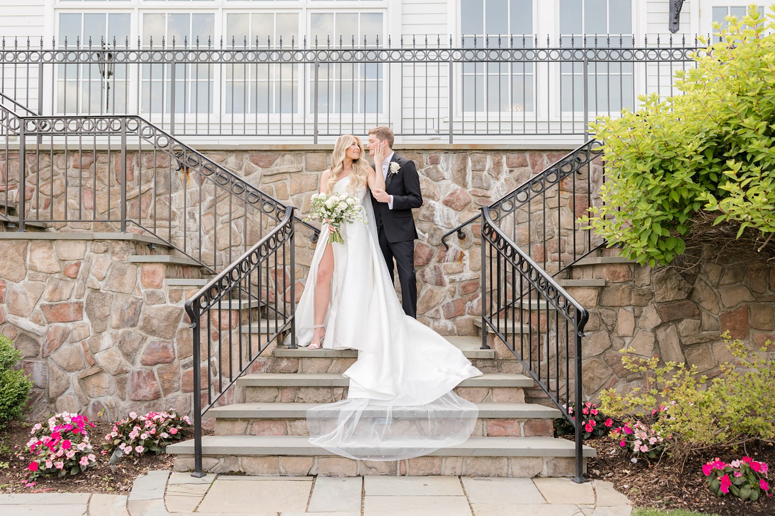 groom and bride being romantic 