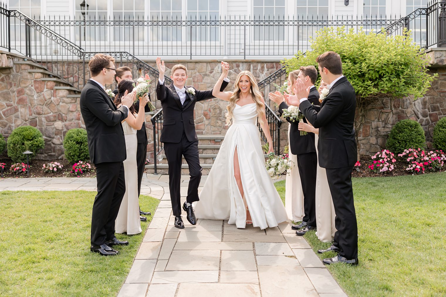 Future husband and wife ready to walk into the aisle 