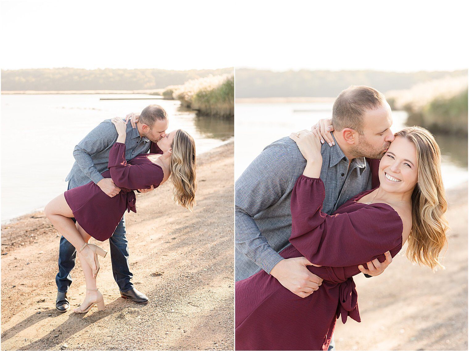 bride smiling, enjoying the moment with her fiancé