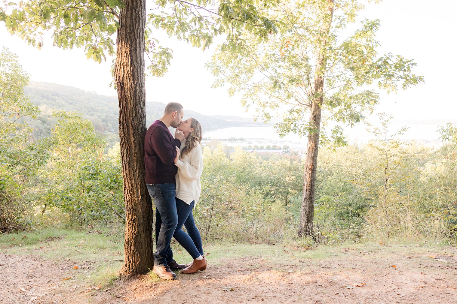 Couple kissing at their engagement session