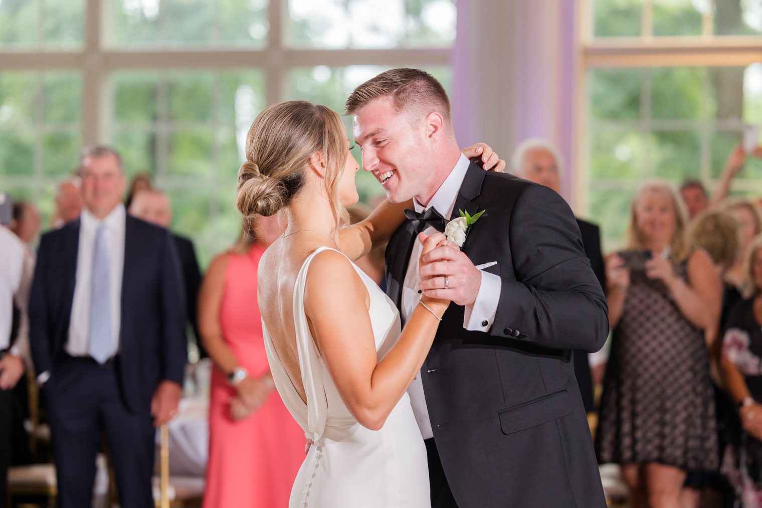 Married couple sharing their first dance 