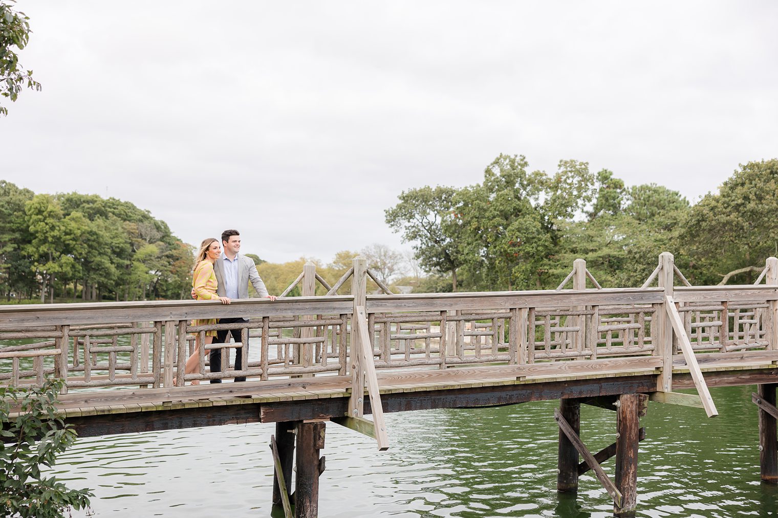 bride and her fiancé admiring the views of Bay Head 