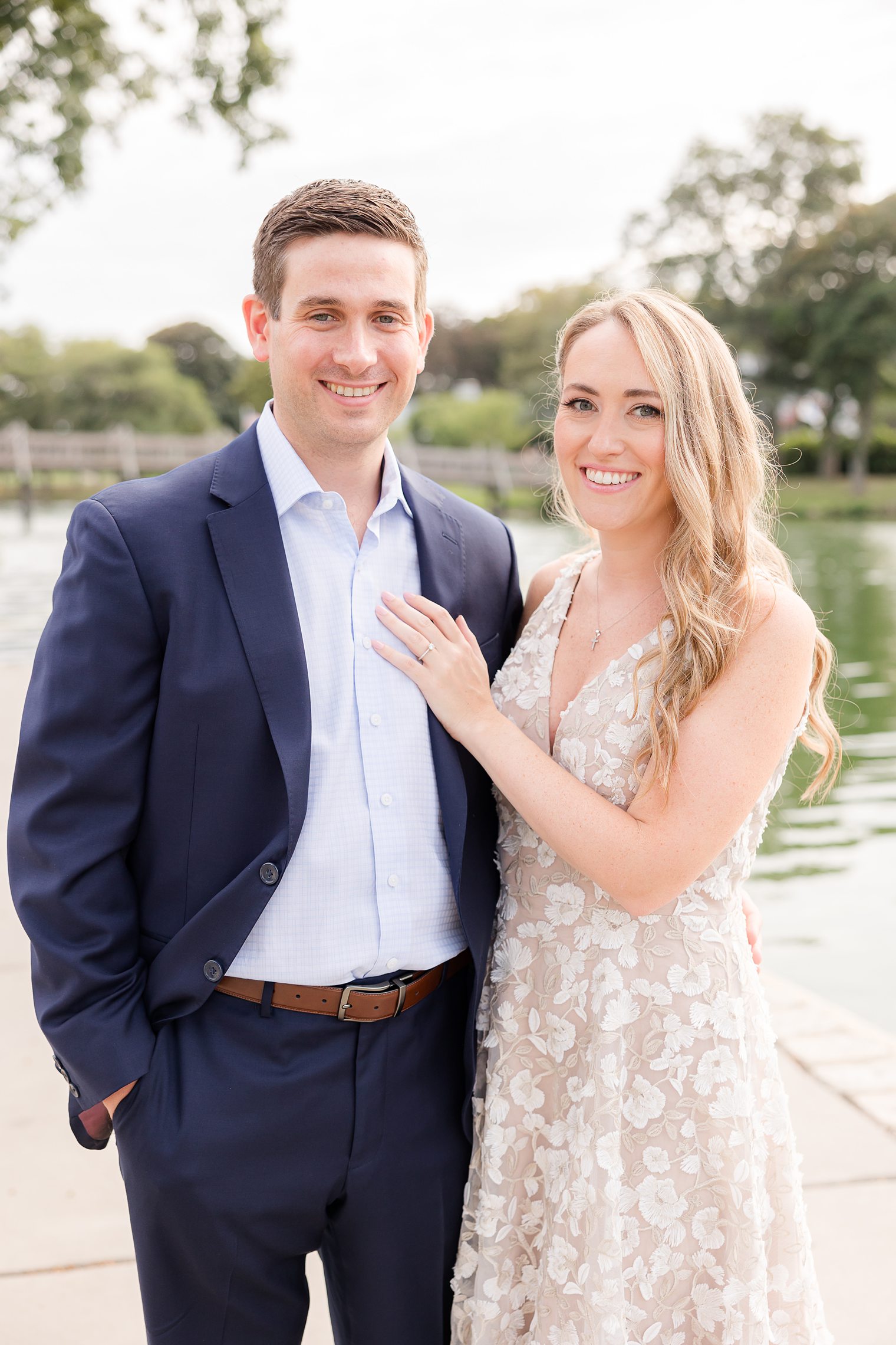 future husband and wife posing for their engagement session