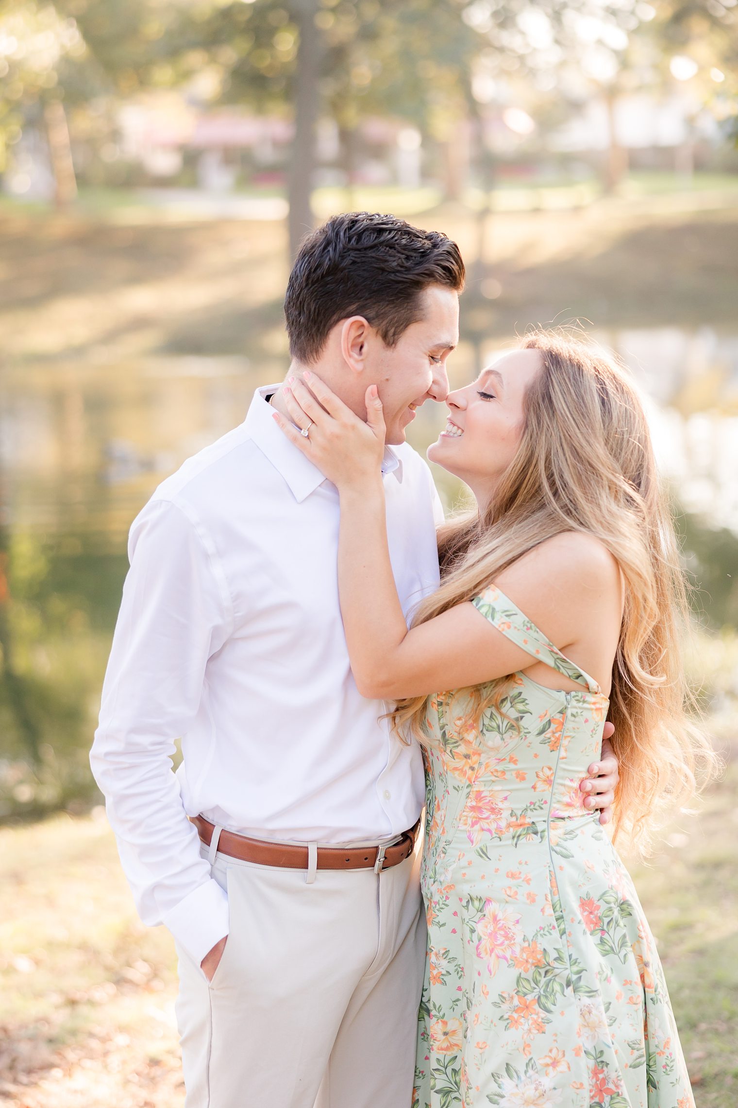 couple looking each other romantically at Spring Lake