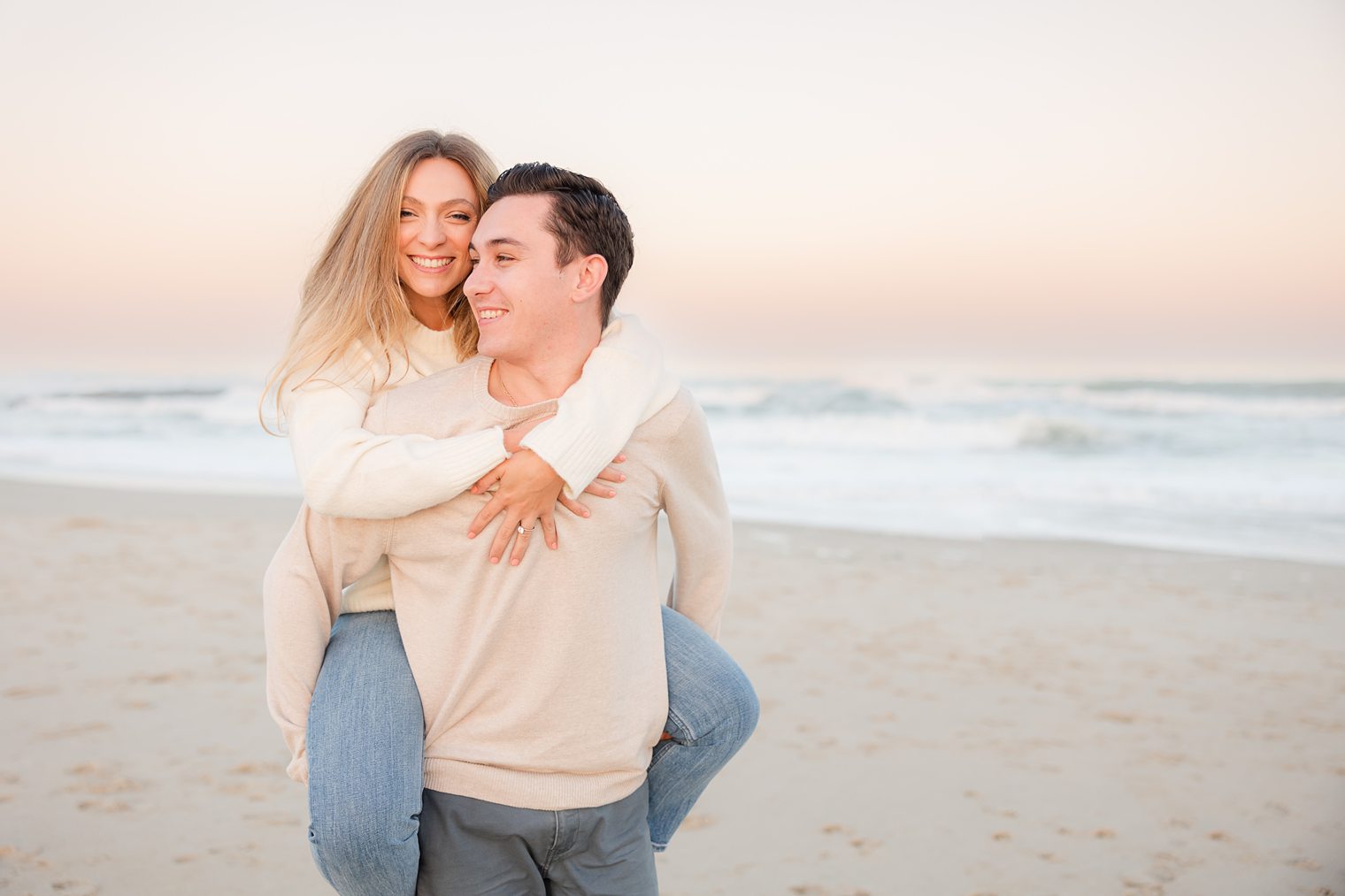 bride smiling, enjoying the moment with her fiancé