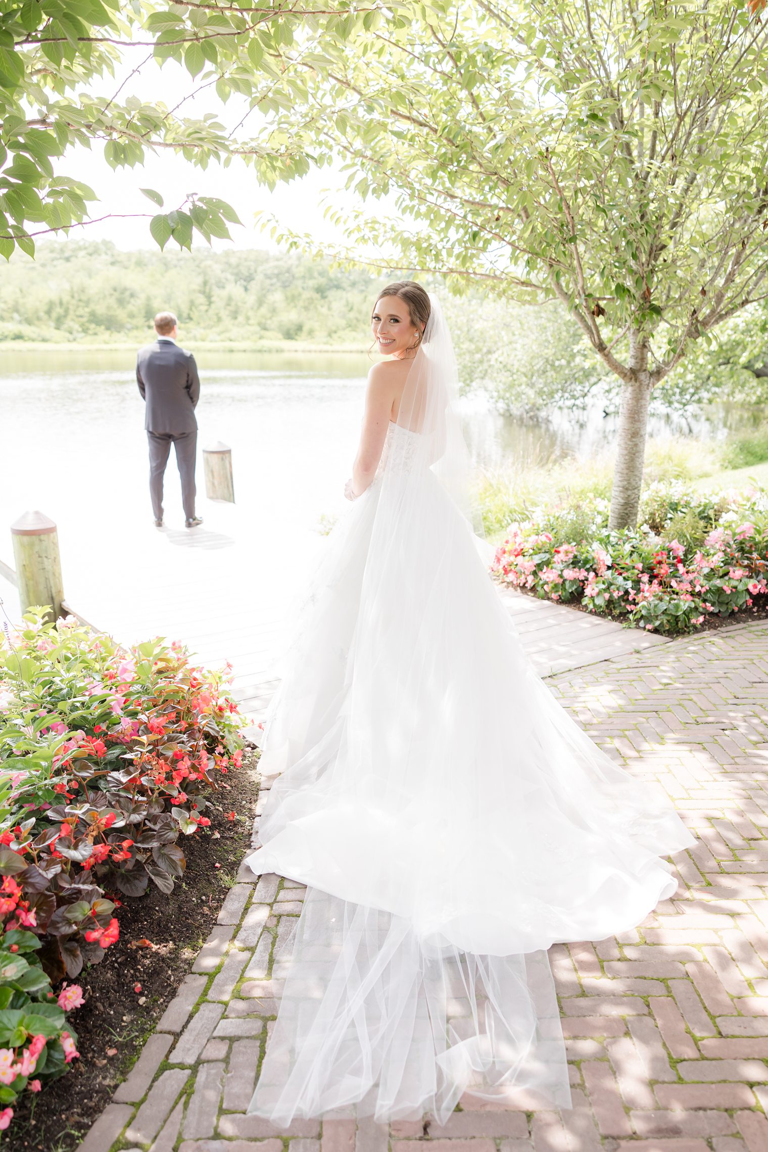 future husband and wife ready to share their first look at the mill lakeside manor